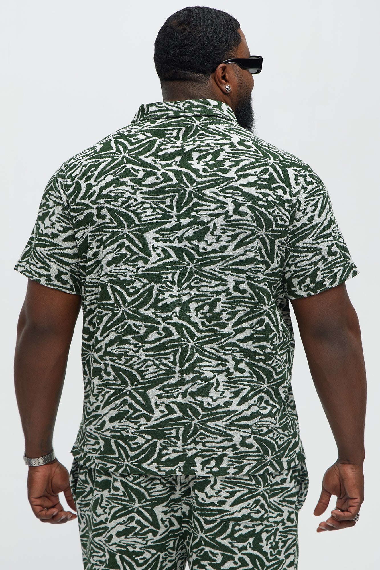 By The Sea Textured Knit Johnny Collar Polo - Green/combo - Image 6