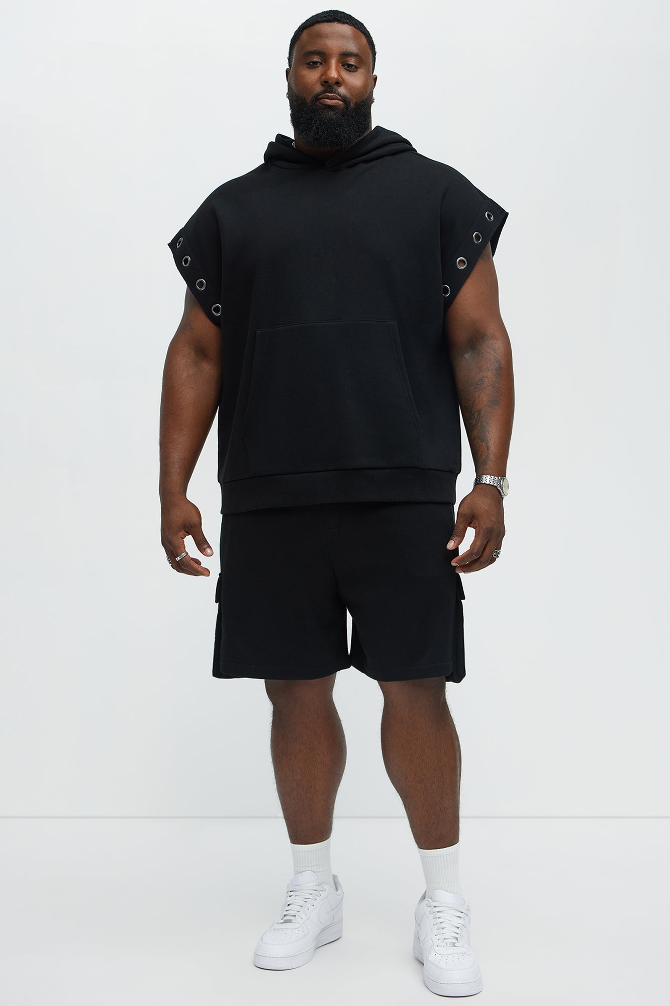 Tyson Ring Sleeveless Hoodie - Black - Image 6