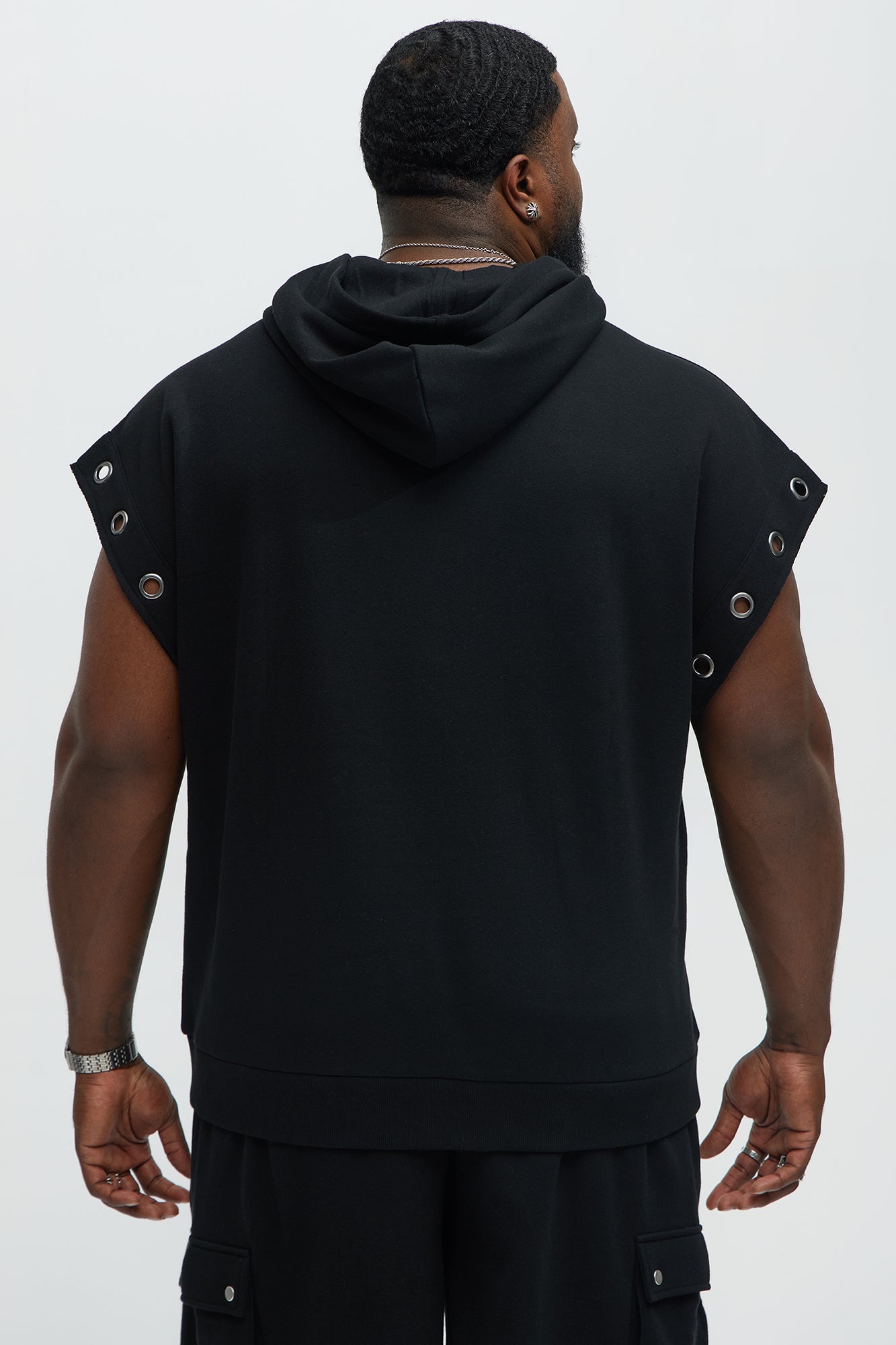 Tyson Ring Sleeveless Hoodie - Black - Image 8