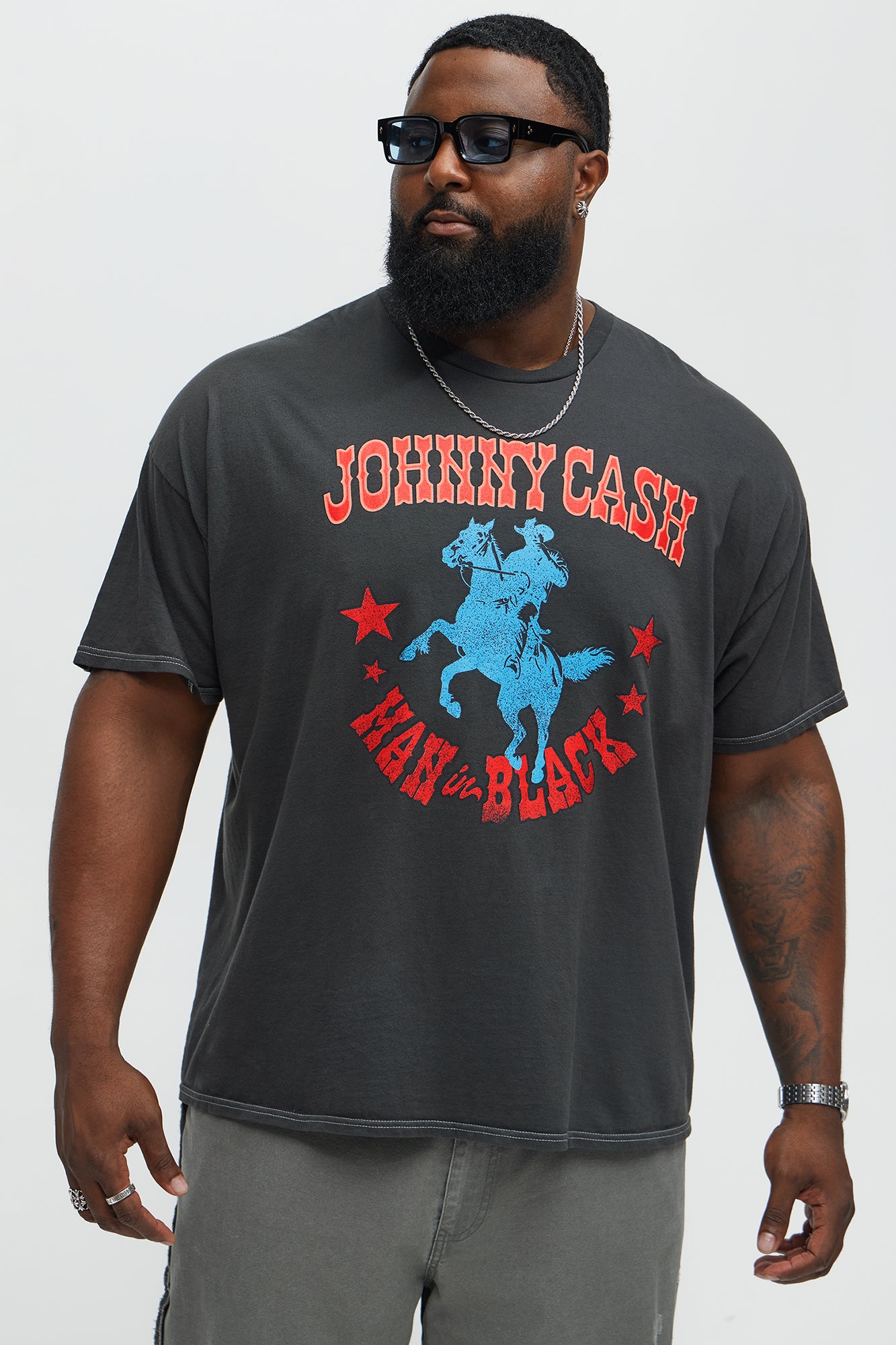 Johnny Cash Man In Black Short Sleeve Tee - Black - Image 5