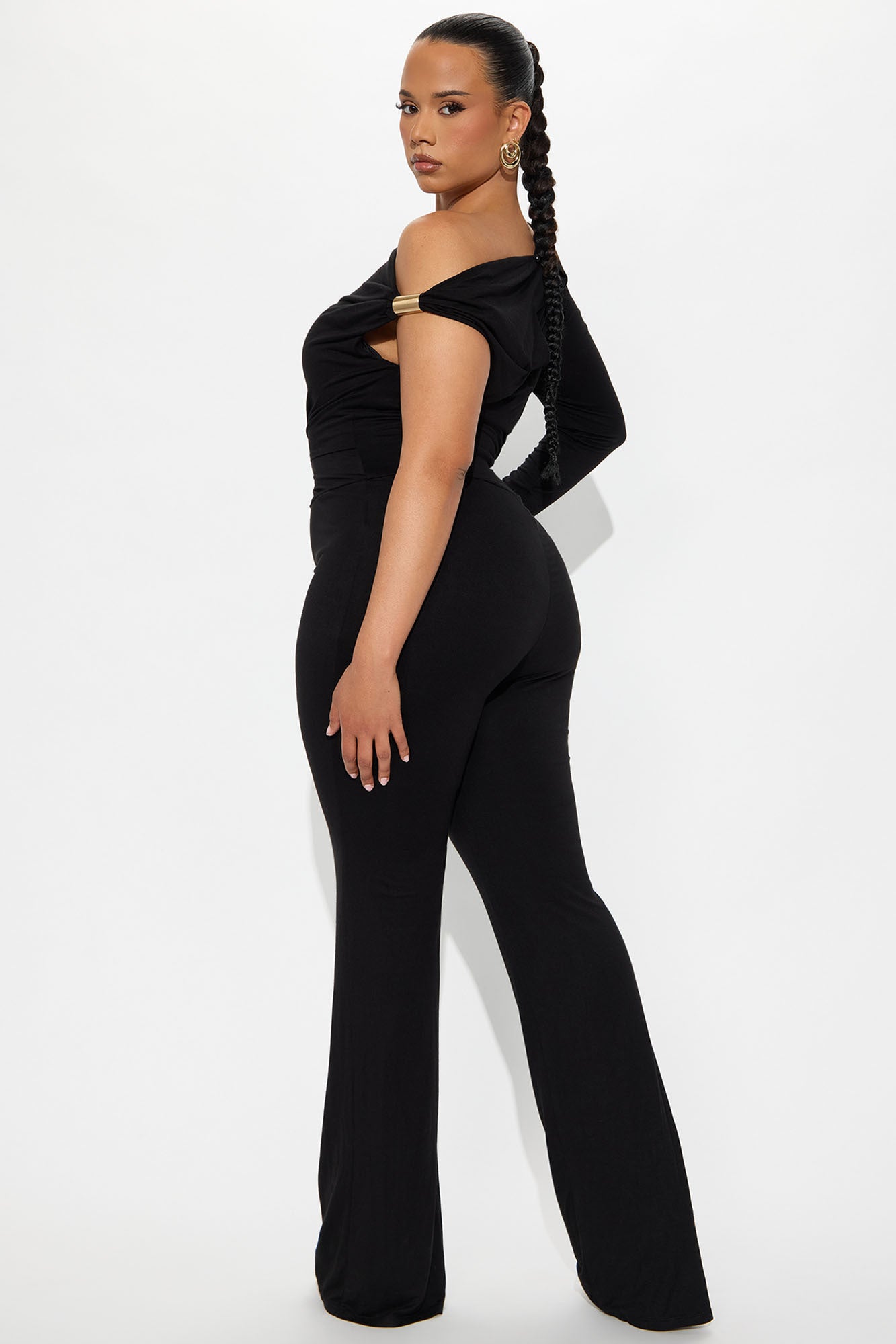 Riley Ruched One Shoulder Jumpsuit - Black - Image 6