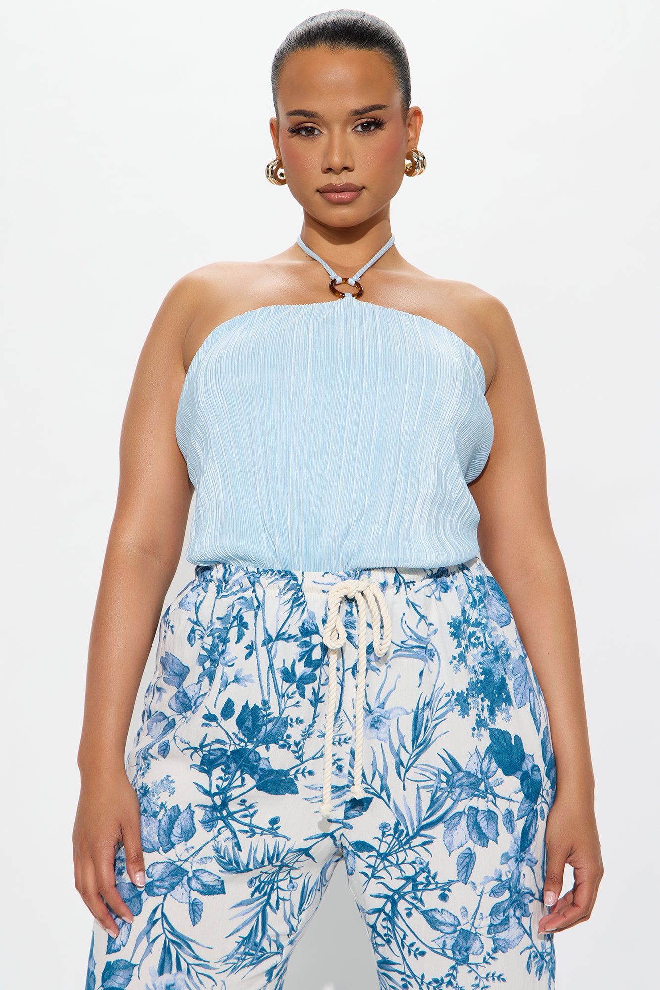 Weekend Getaway Halter Bodysuit - Light Blue - Image 7