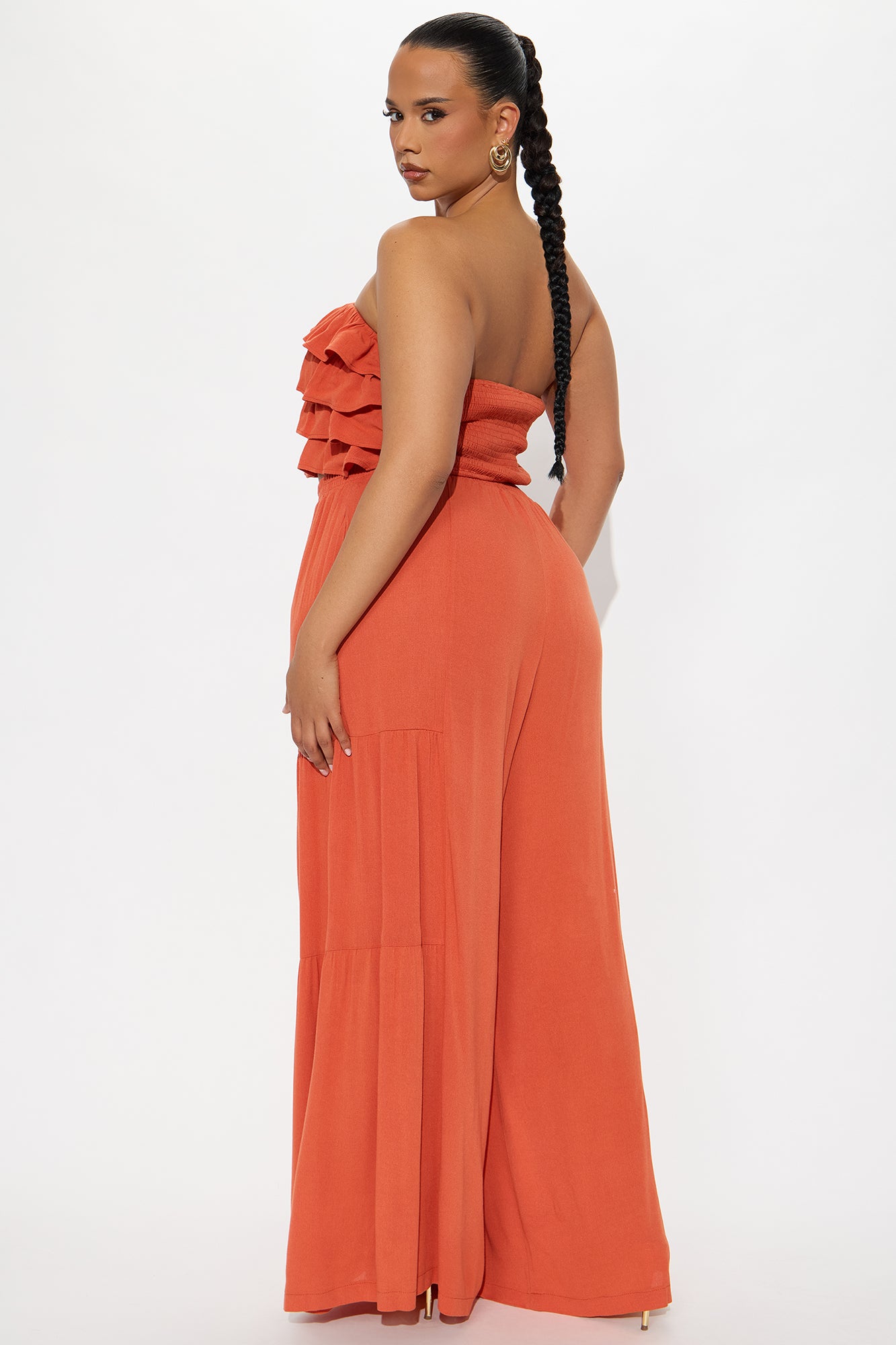 Aurora Ruffle Wide Leg Pant Set - Rust - Image 6