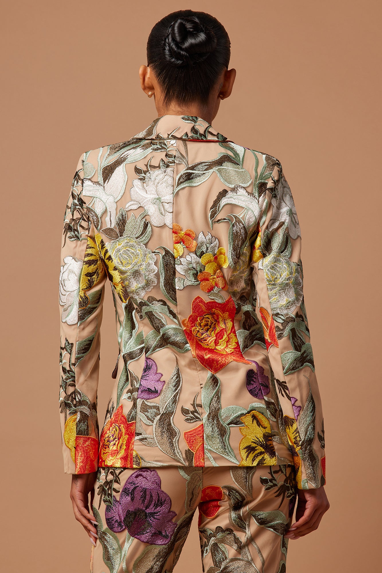 Adaila Floral Embroidered Blazer - Nude/combo - Image 4