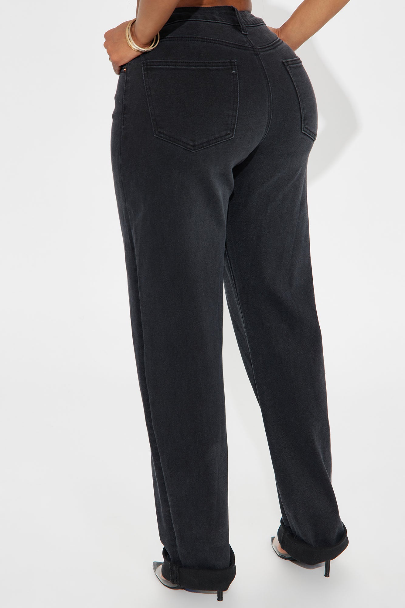 Doin' Time Denim Cuffed Straight Leg - Black - Image 3