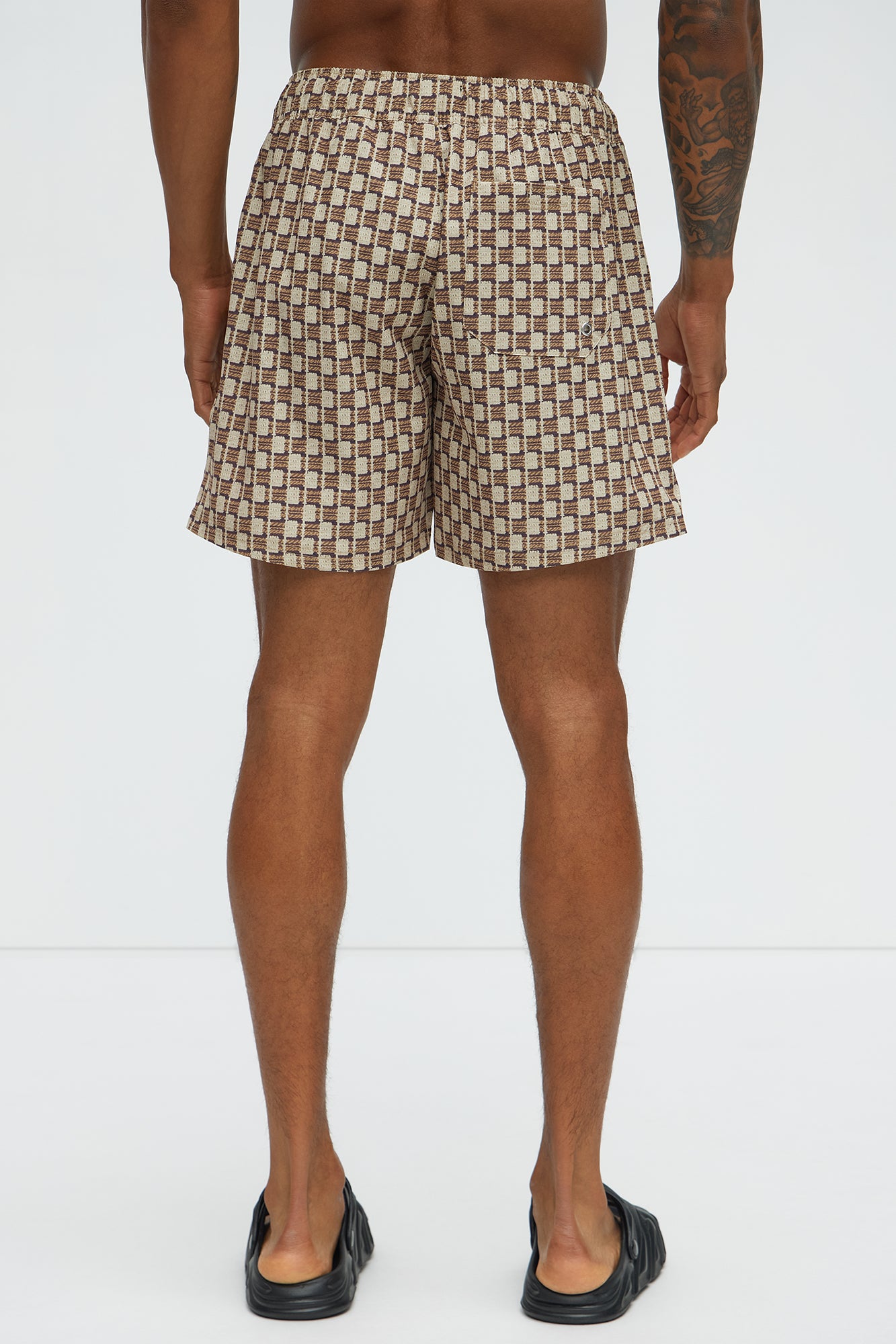 Weave Printed Swim Mid Trunk - Brown Combo - Image 3
