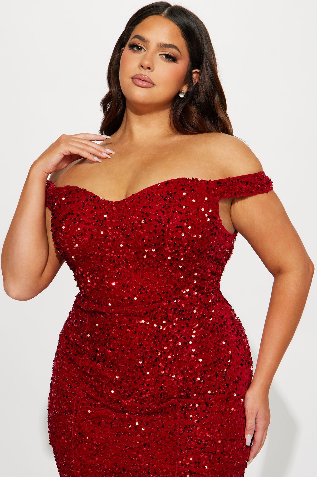 Alora Sequin Maxi Gown - Red - Image 5
