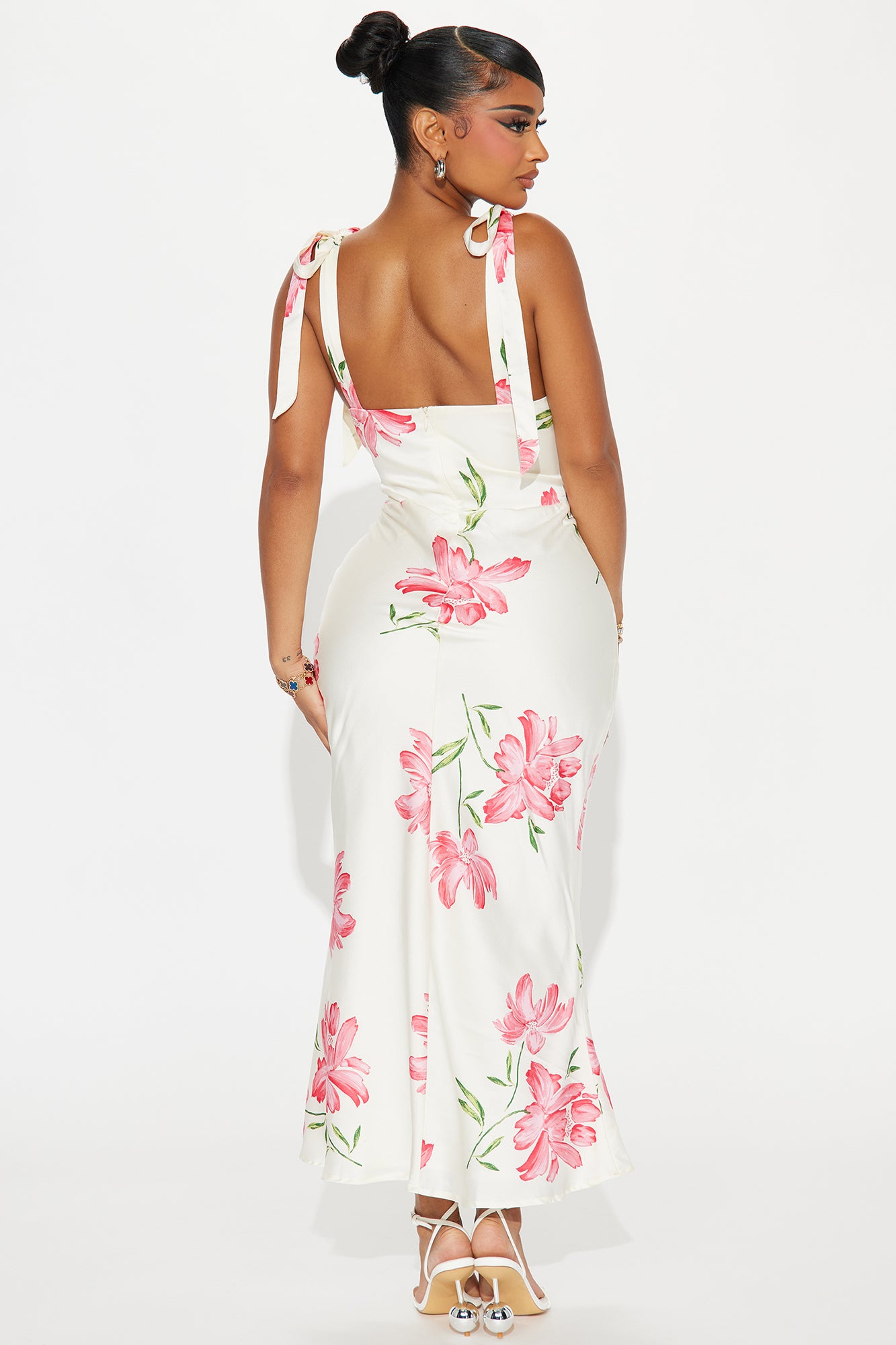 Garden Dreams Satin Maxi Dress - White/combo - Image 3