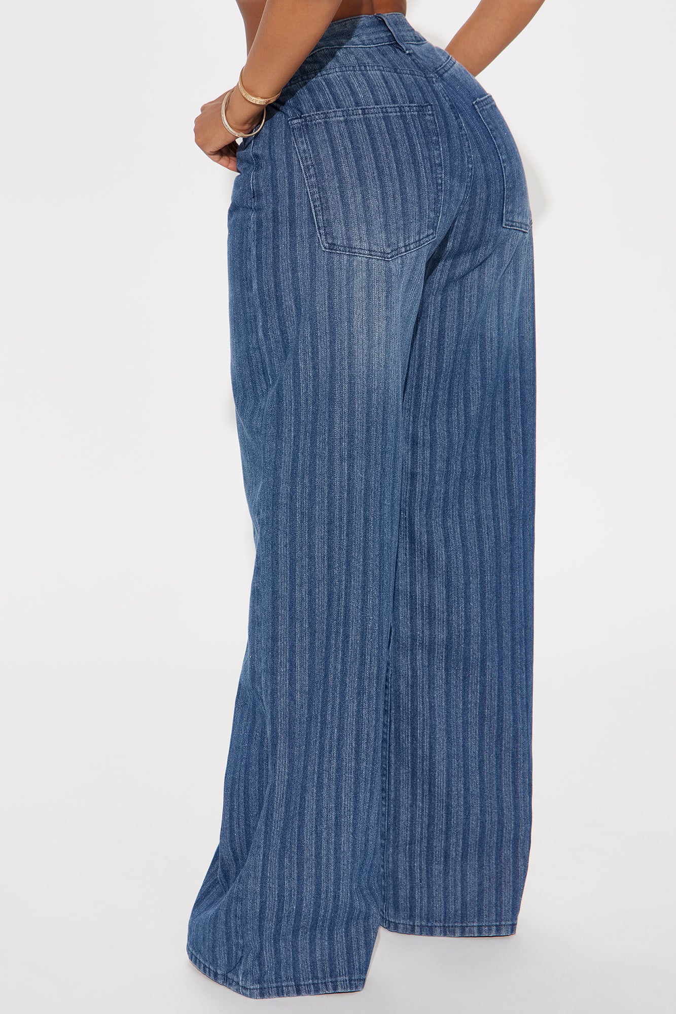 Preston Jacquard Wide Leg Jeans - Dark Wash - Image 3