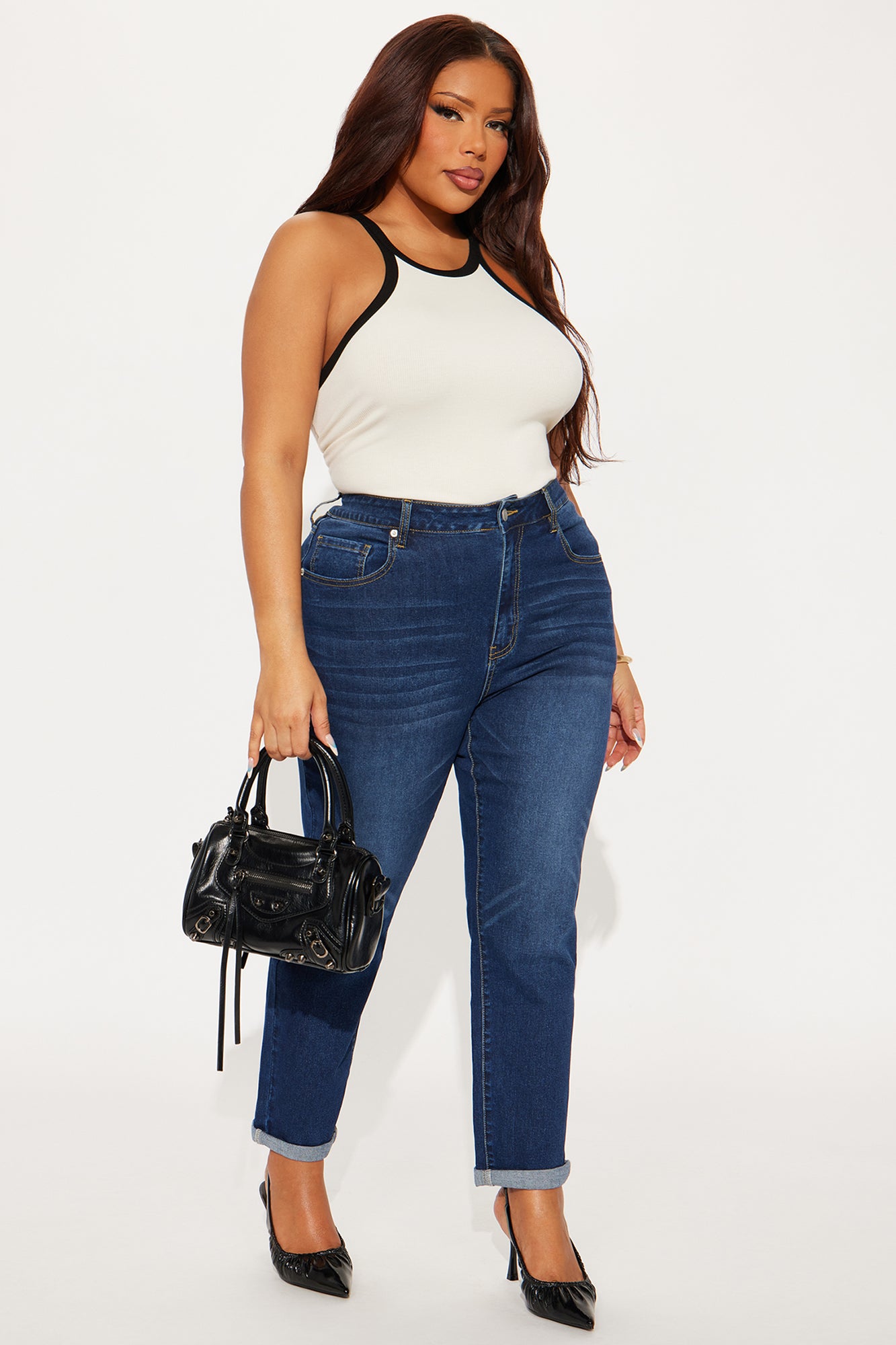 Clara Super Stretch Sculpting Mom Jeans - Dark Wash - Image 4