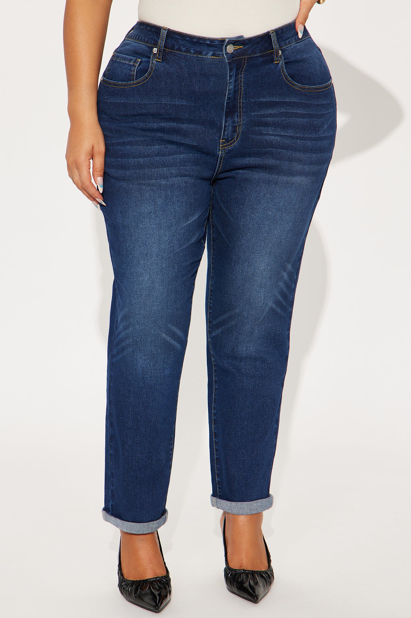 Clara Super Stretch Sculpting Mom Jeans - Dark Wash - Image 5