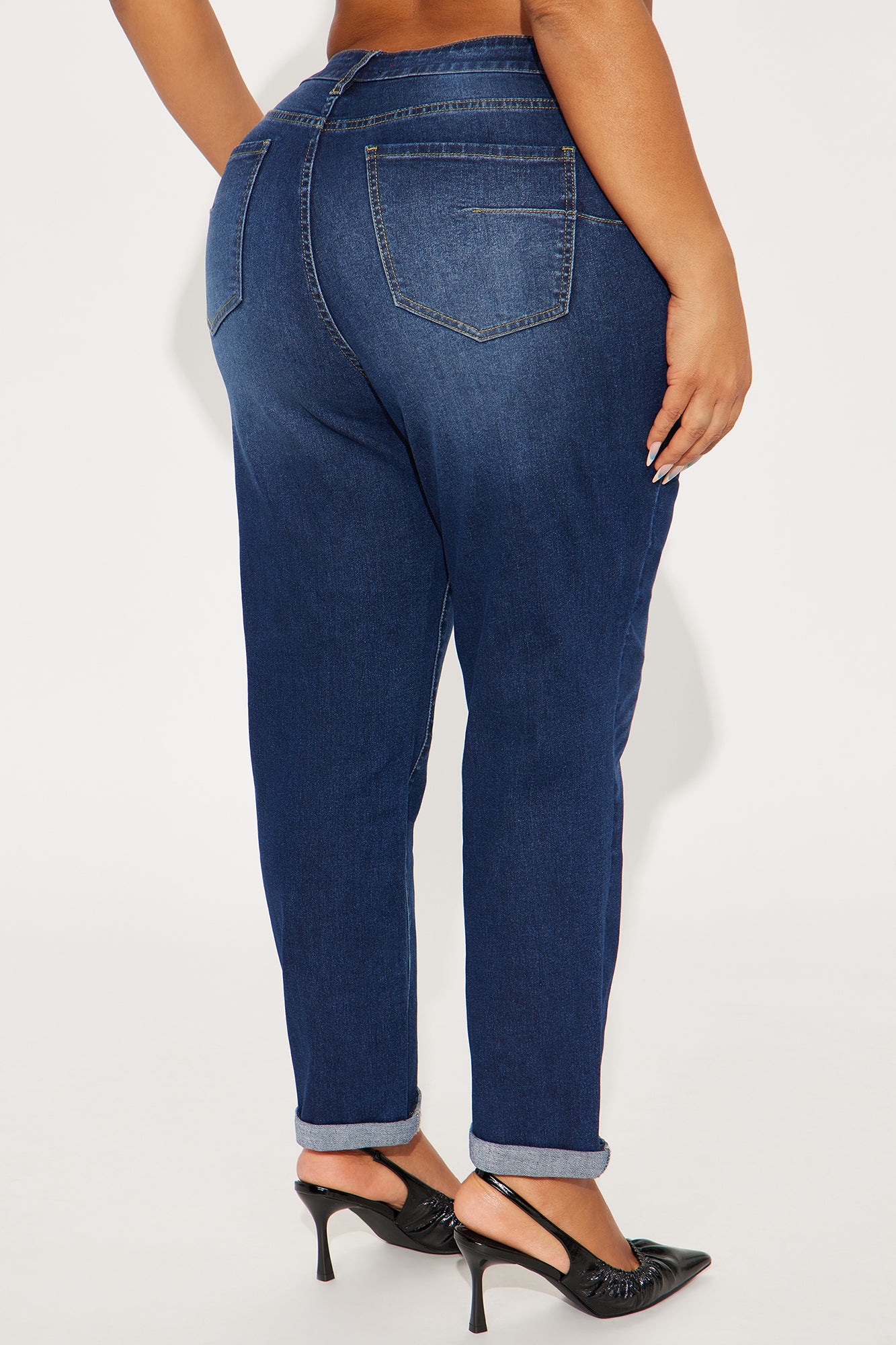 Clara Super Stretch Sculpting Mom Jeans - Dark Wash - Image 6