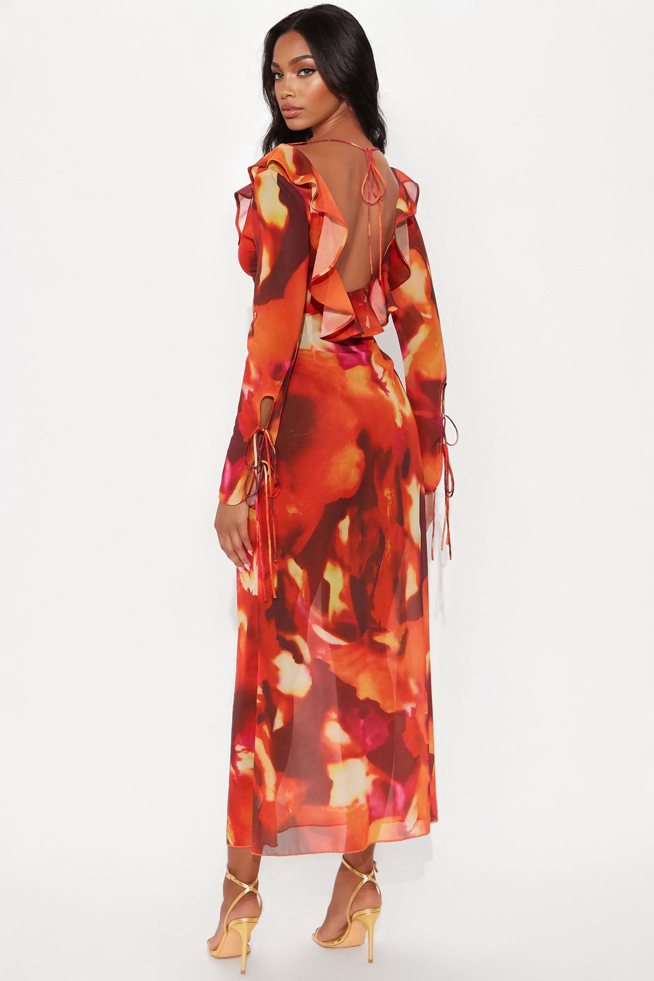 Savvy Chiffon Maxi Dress - Orange/combo - Image 3