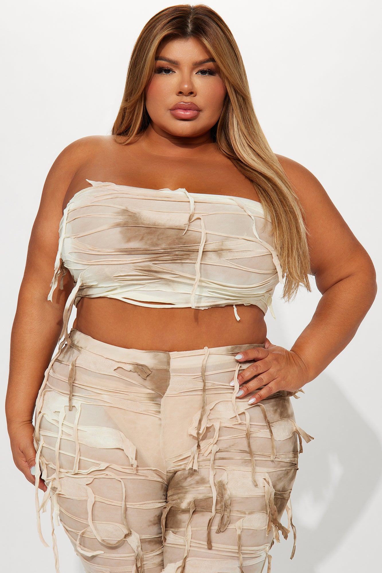 Always Distressed Pant Set - Mocha/combo - Image 5