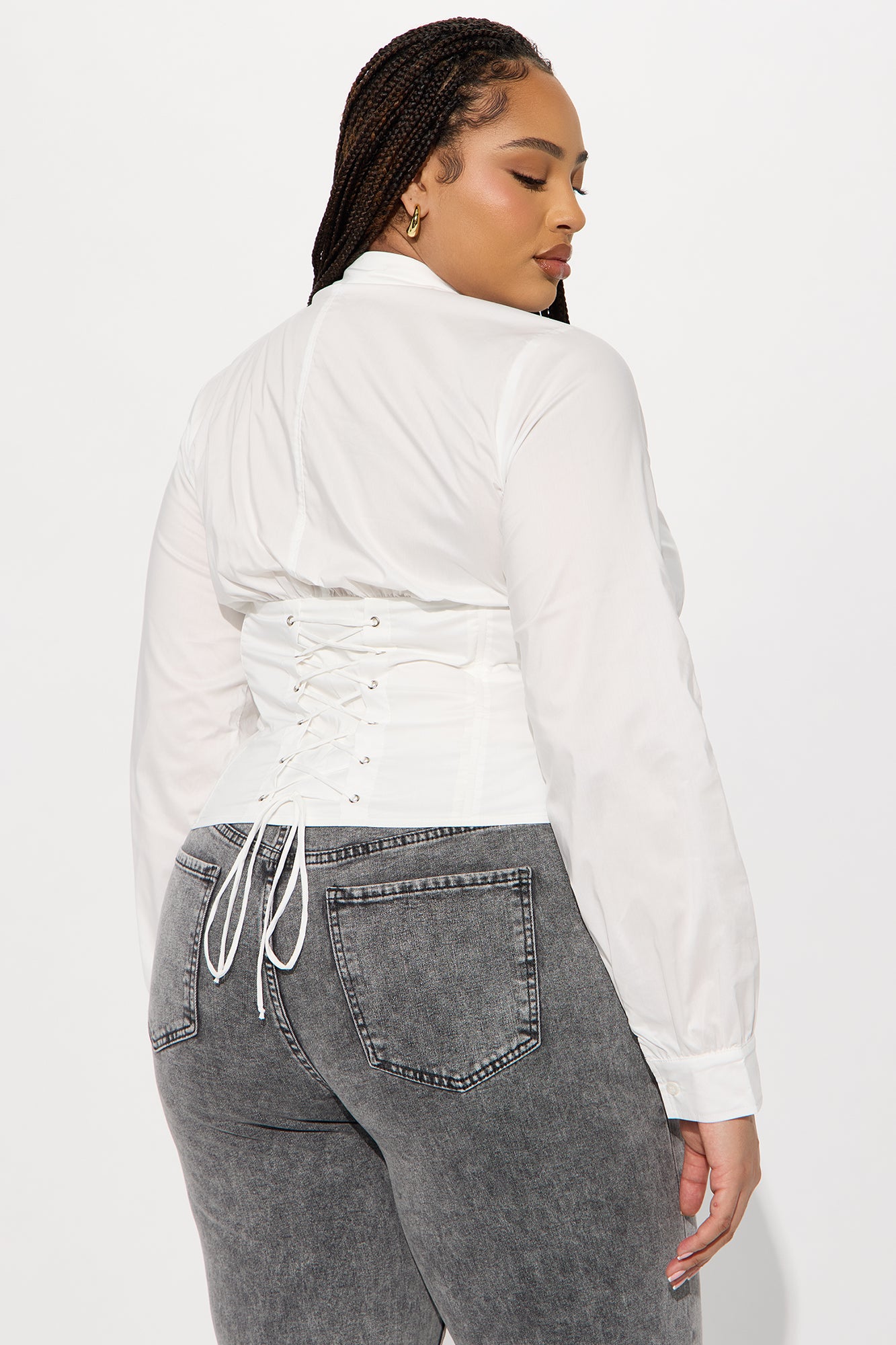 Your New Obsession Poplin Corset Shirt - White - Image 6