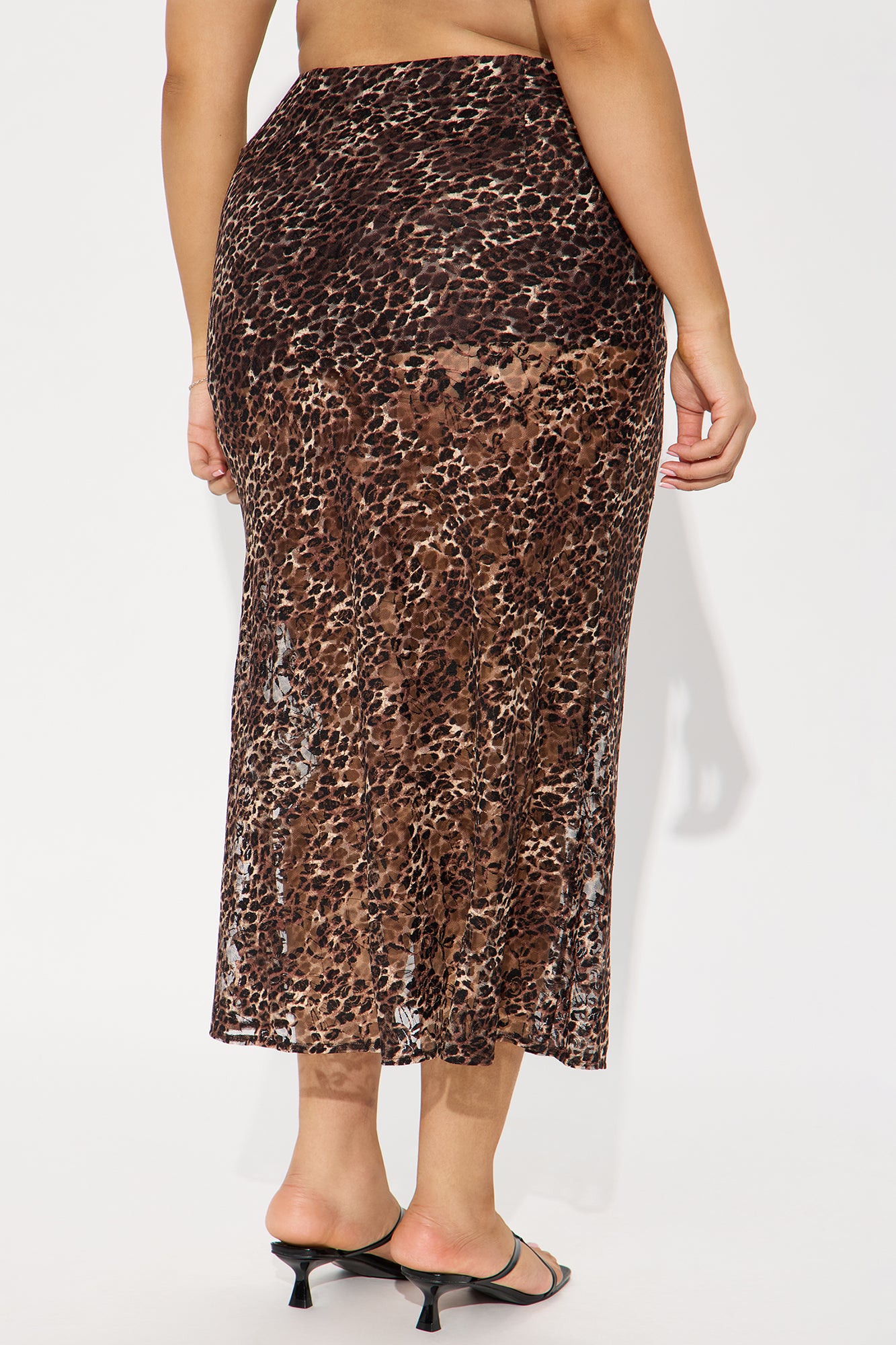 On The Prowl Leopard Print Lace Midi Skirt - Brown/combo - Image 6