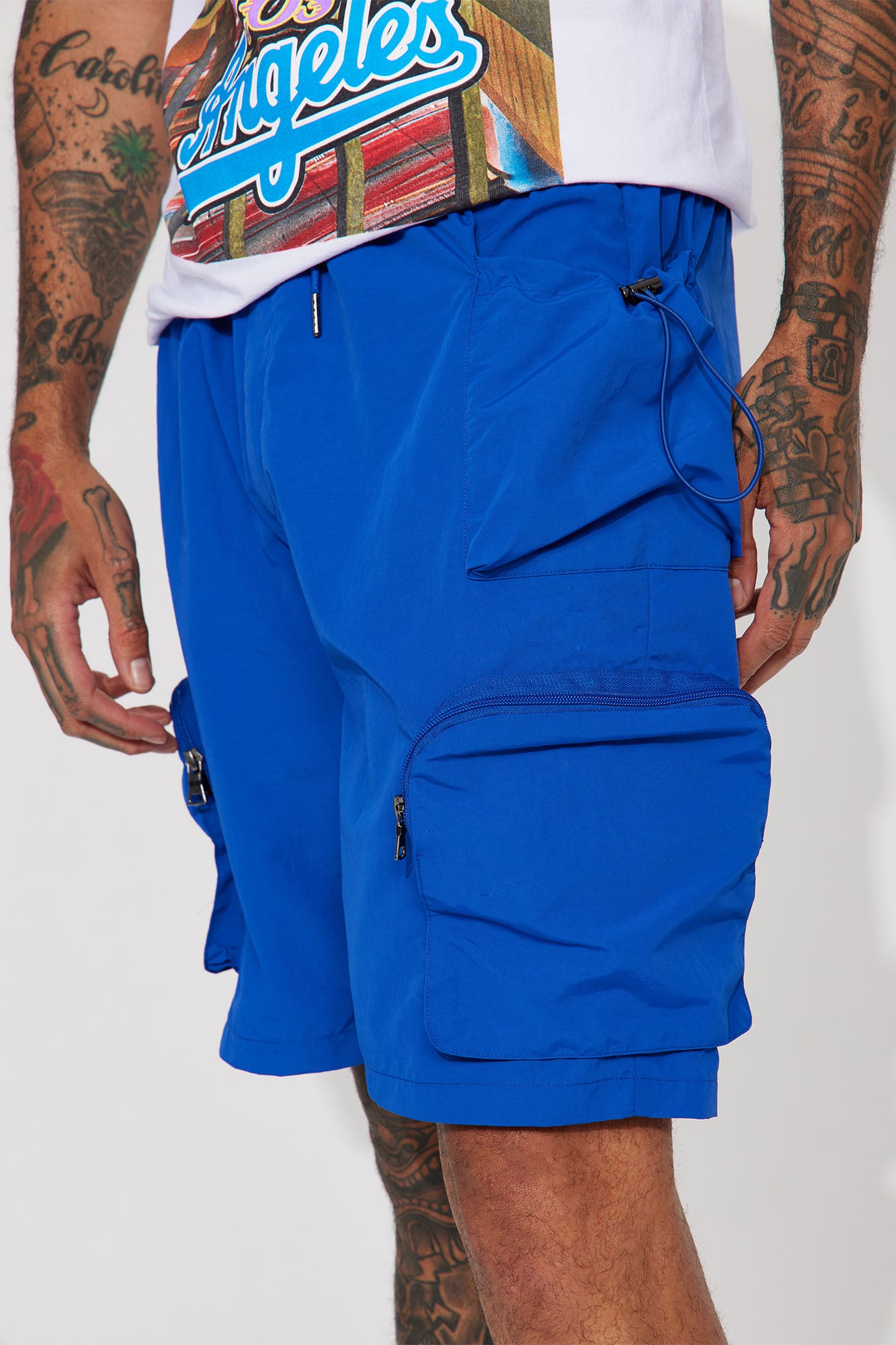 All This And That Nylon Cargo Shorts - Royal - Image 4