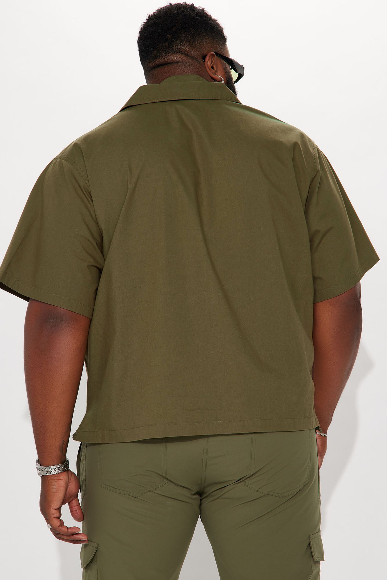 Ryland Relaxed Cotton Short Sleeve Cuban Shirt - Olive - Image 7