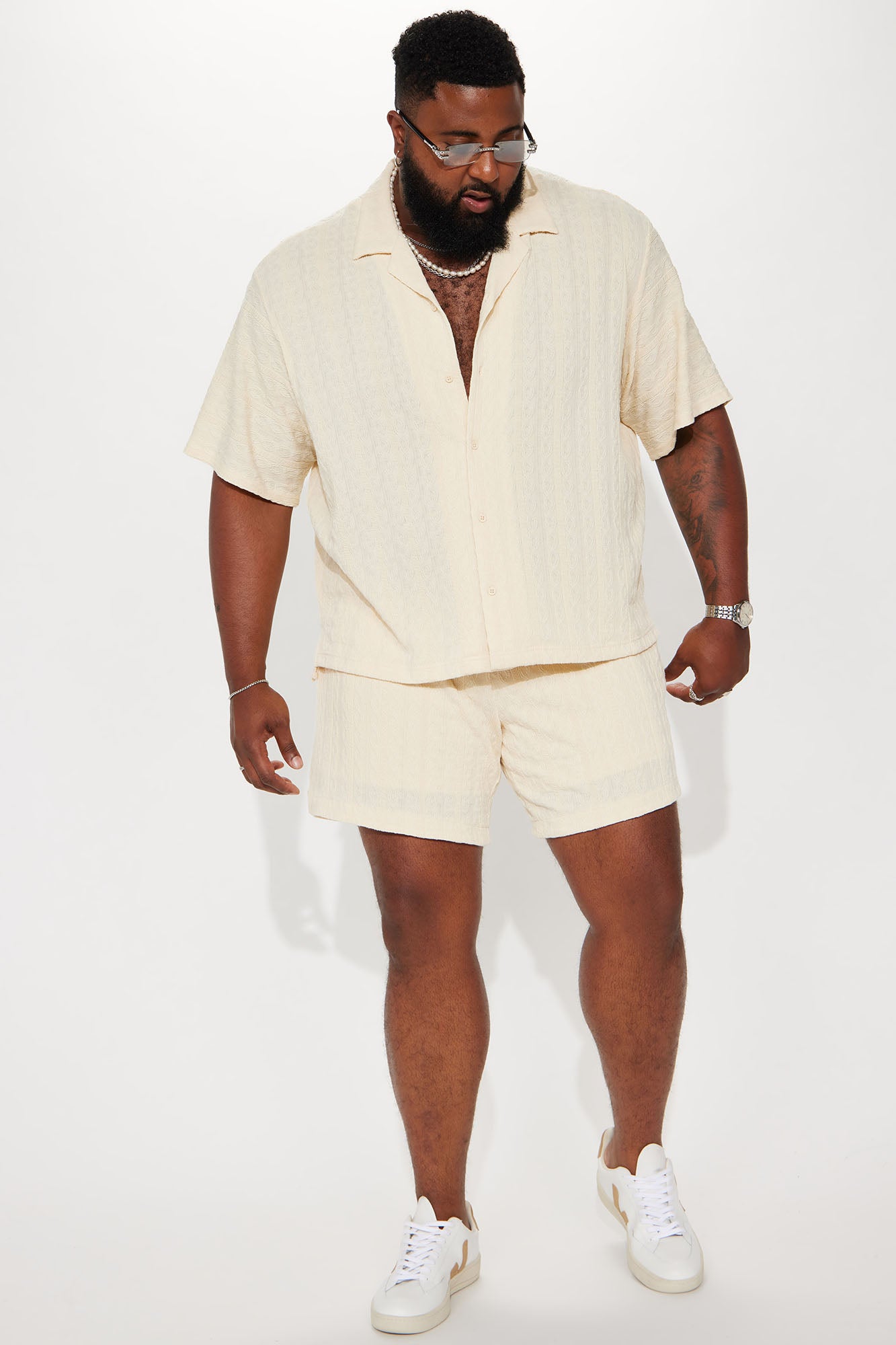 Check My Bank Statement Knit Shorts - Cream - Image 7