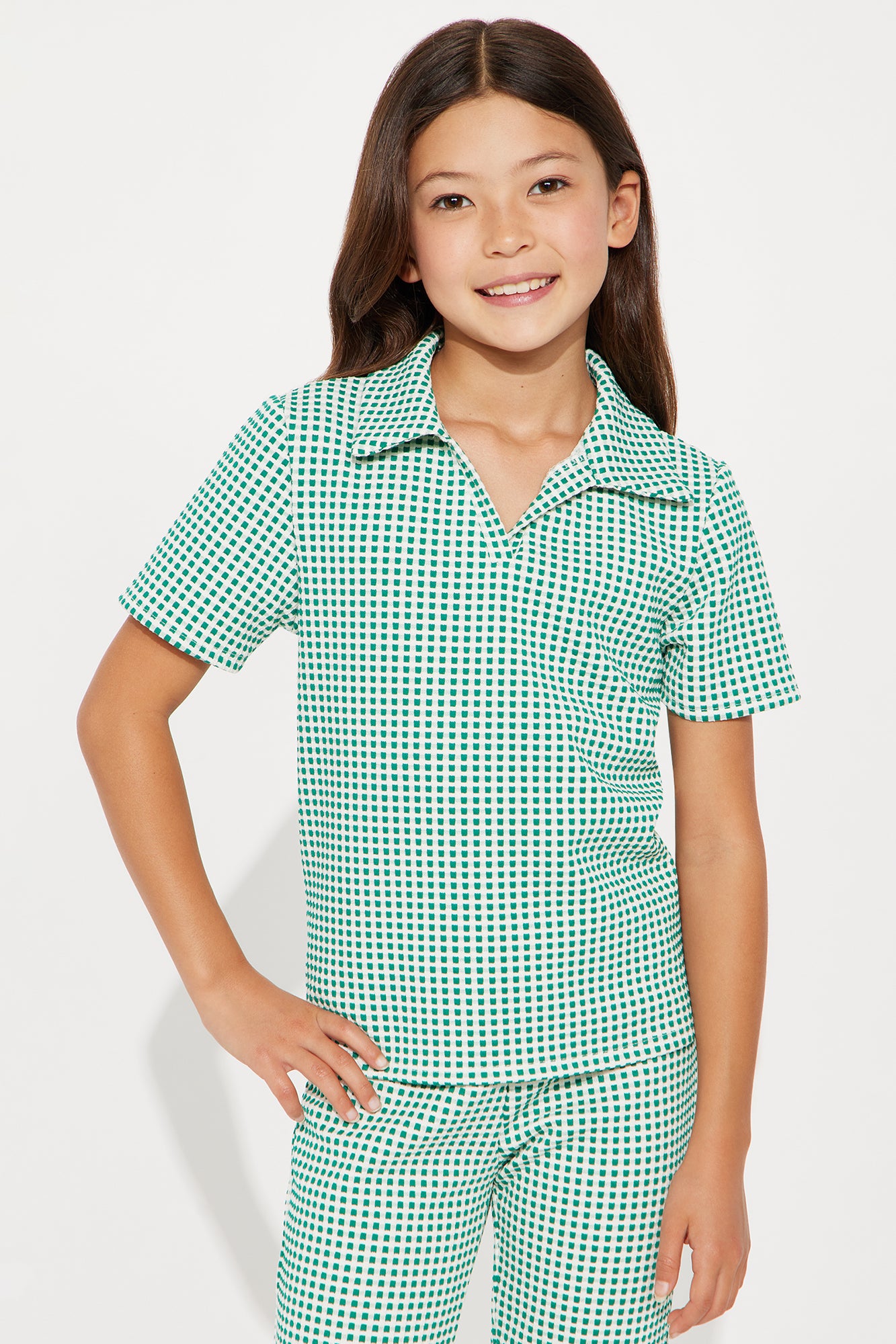 Mini Gingham Galore Flare Leg Pant Set - Green/combo - Image 3