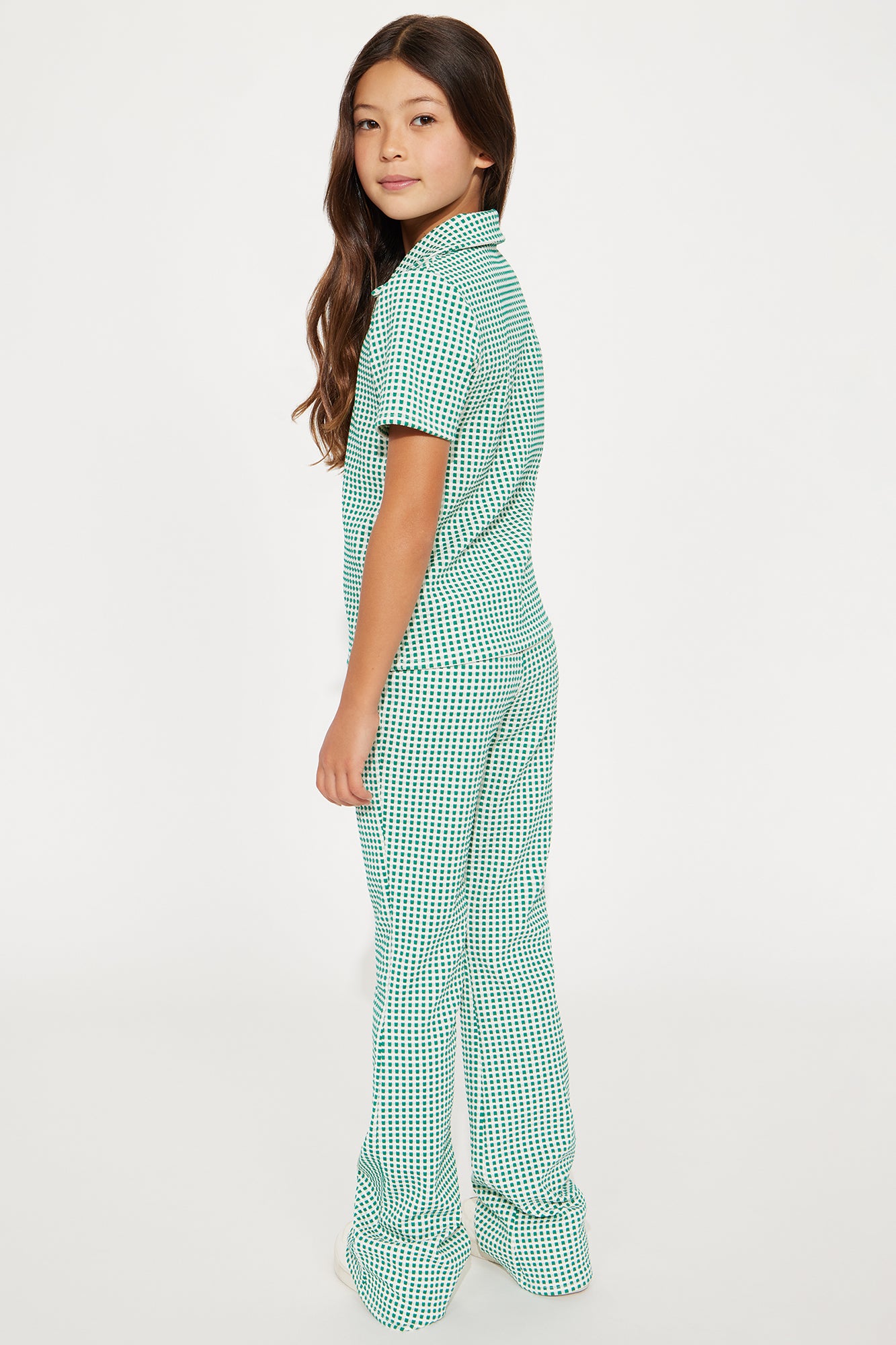 Mini Gingham Galore Flare Leg Pant Set - Green/combo - Image 4