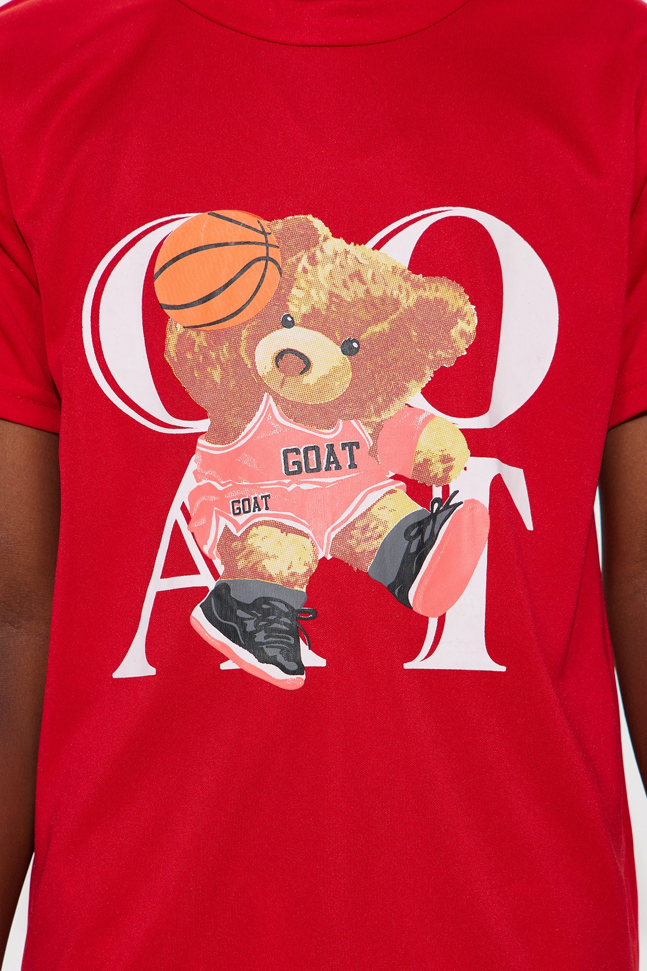 Mini GOAT On The Court Graphic Tee And Short Set - Red/combo - Image 4