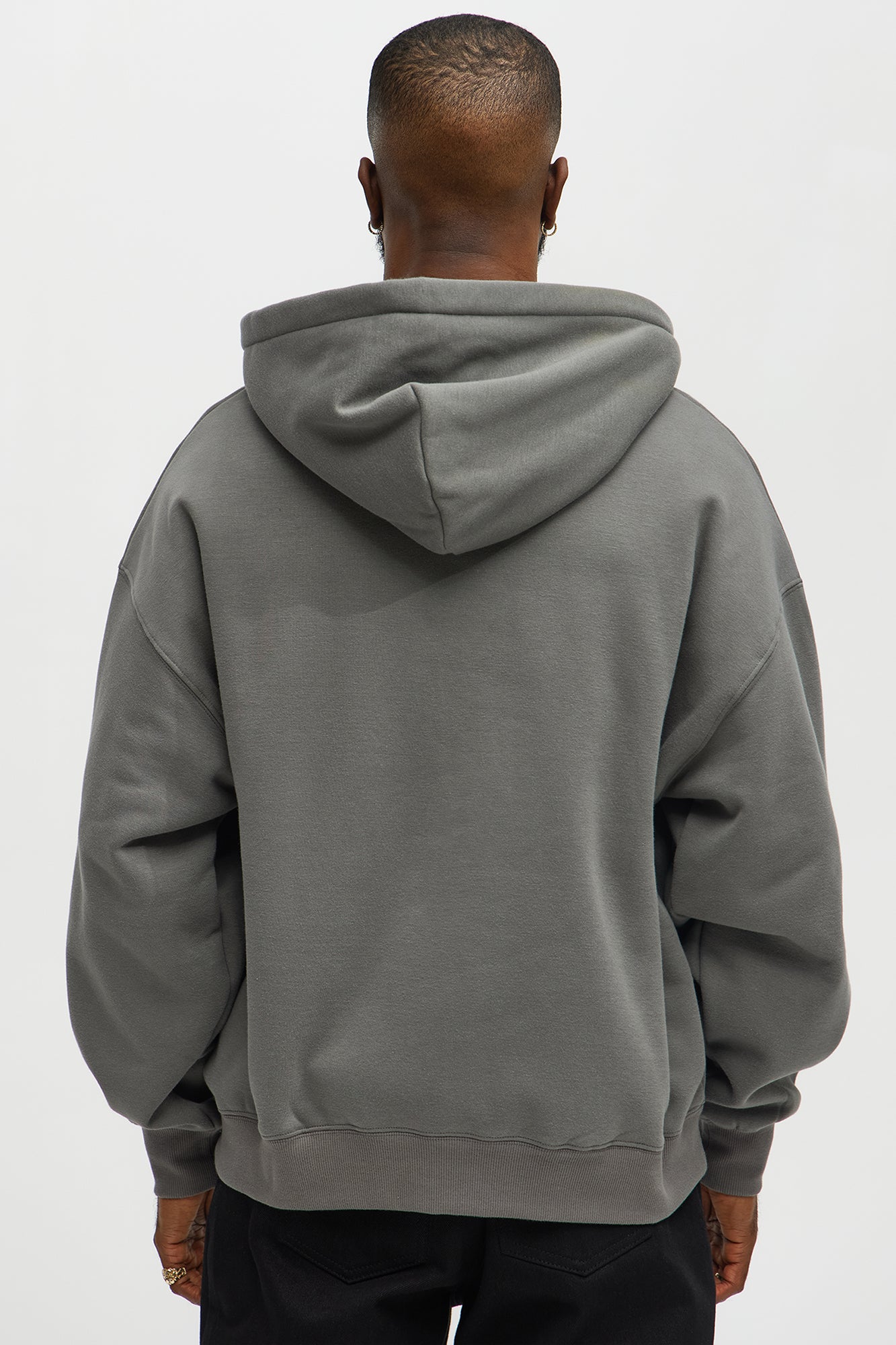 Tyson Oversized Heavyweight Quarter Zip Hoodie - Charcoal - Image 3