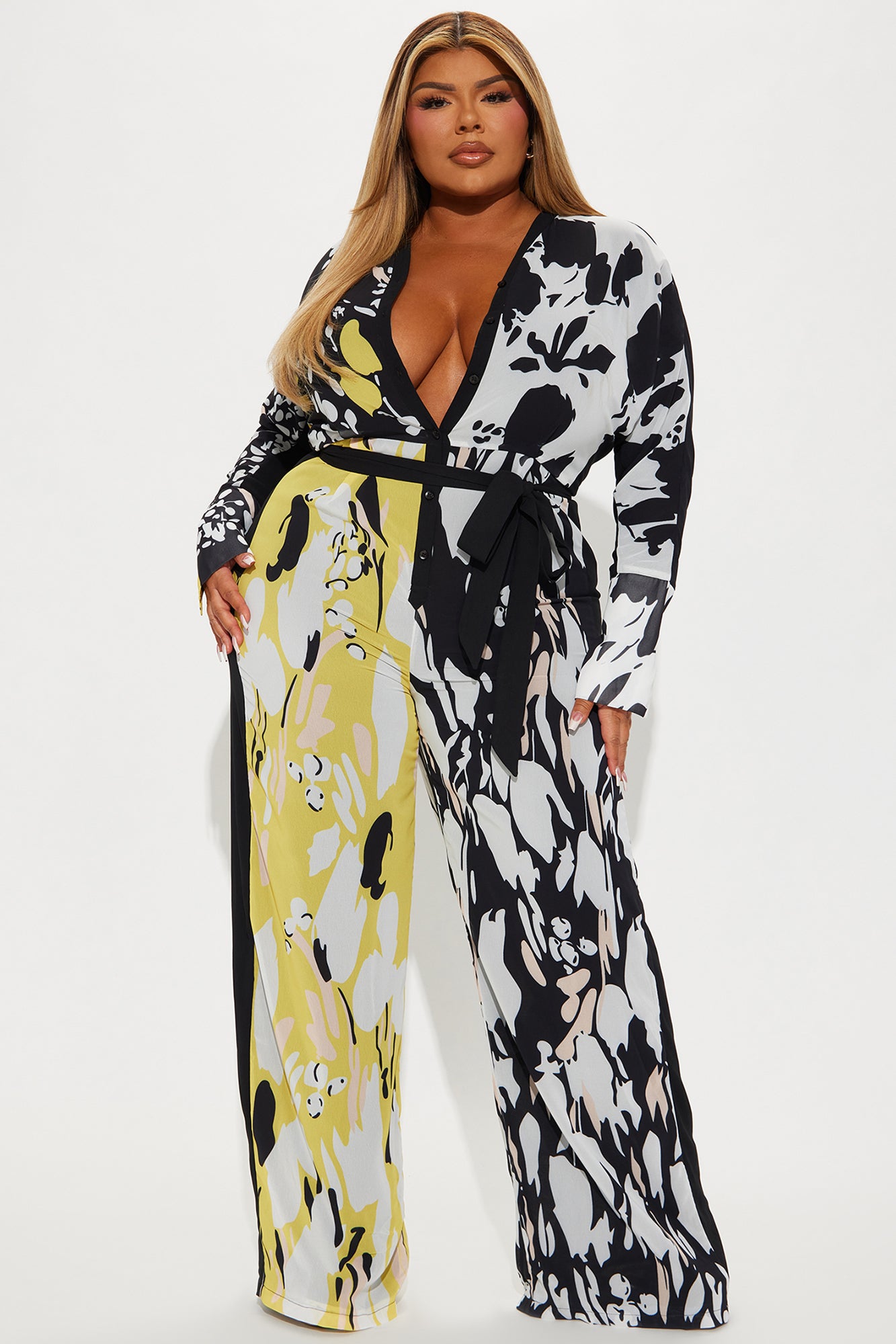 Brunch Dates Chiffon Jumpsuit  - Black/combo - Image 4