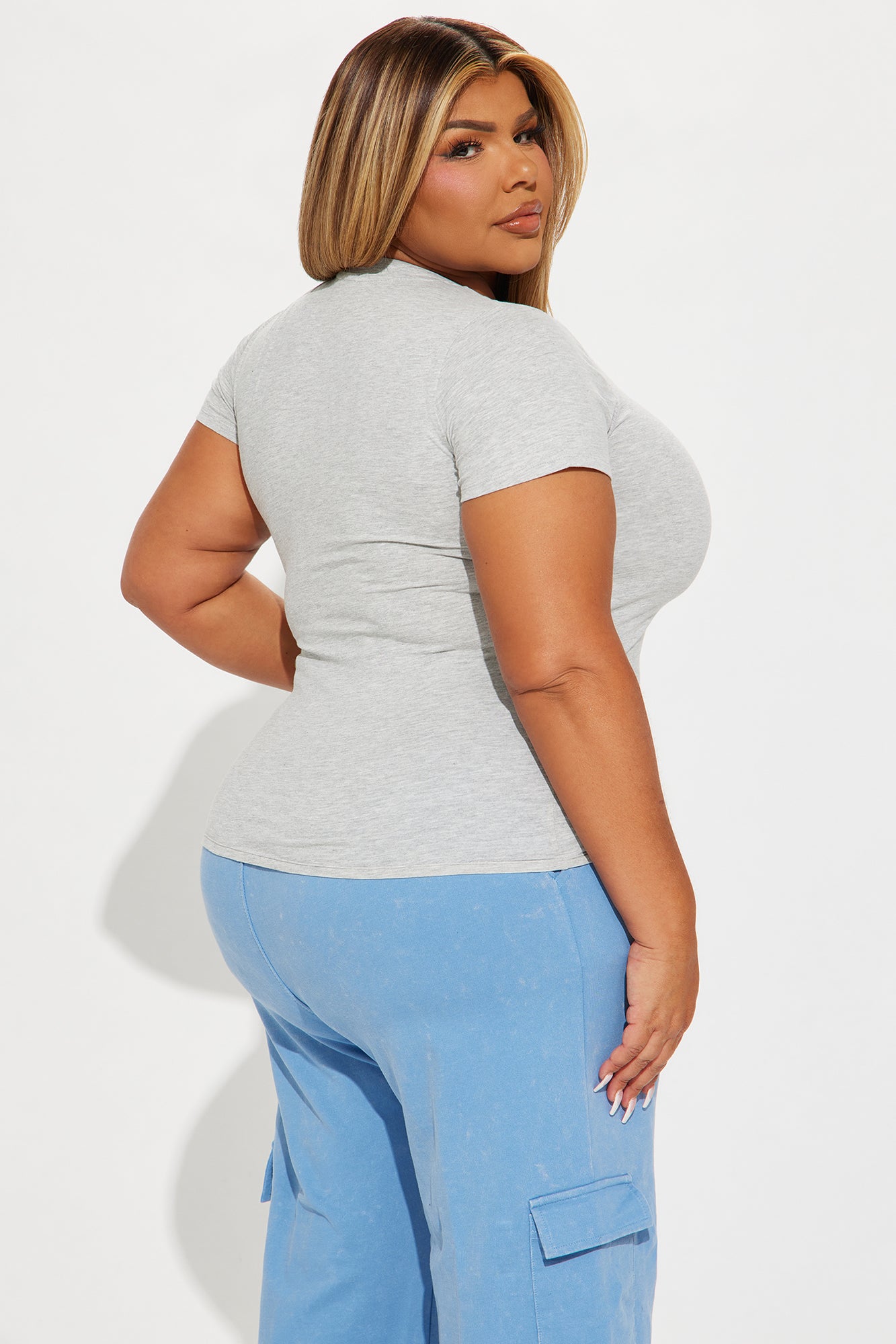Camilla Classic Fit Crew Neck Tee - Heather Grey - Image 6