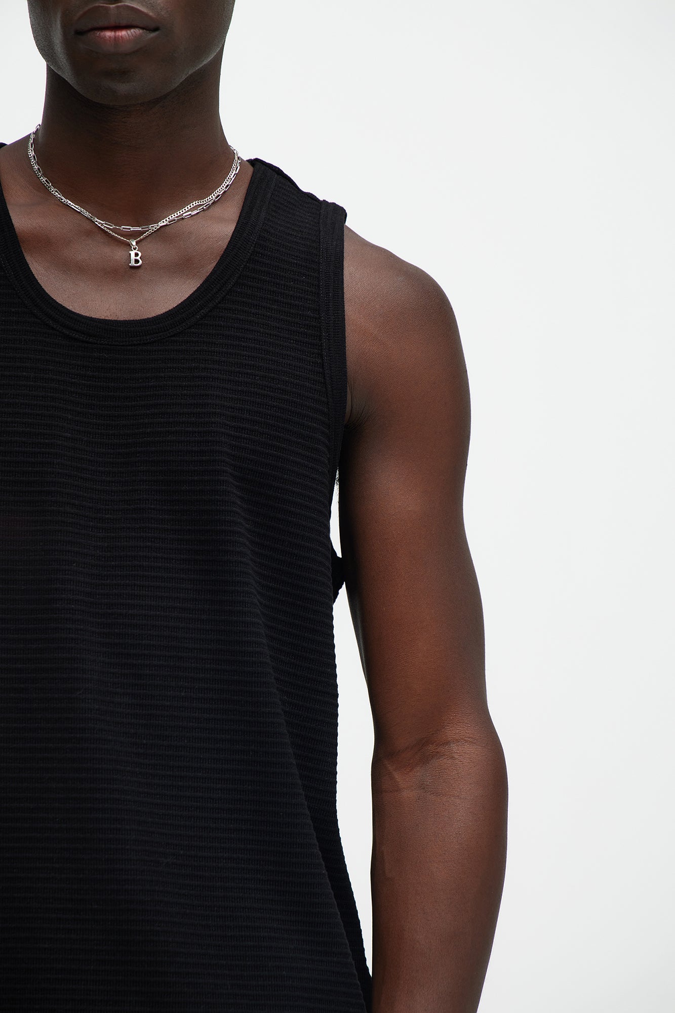 Athens Rib Textured Relaxed Tank - Black - Image 3