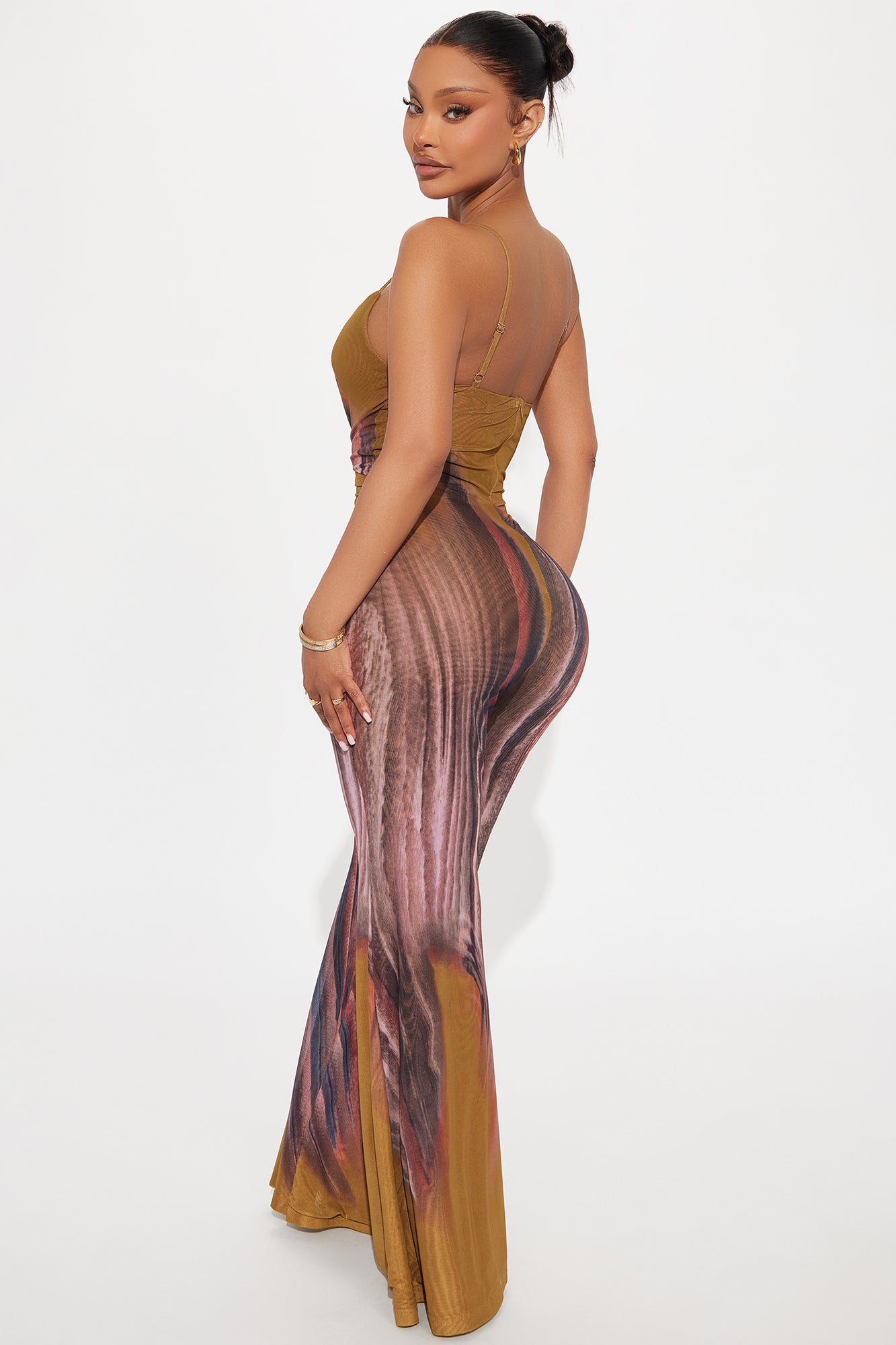 Aurenna Mesh Jumpsuit - Tan/Multi - Image 3