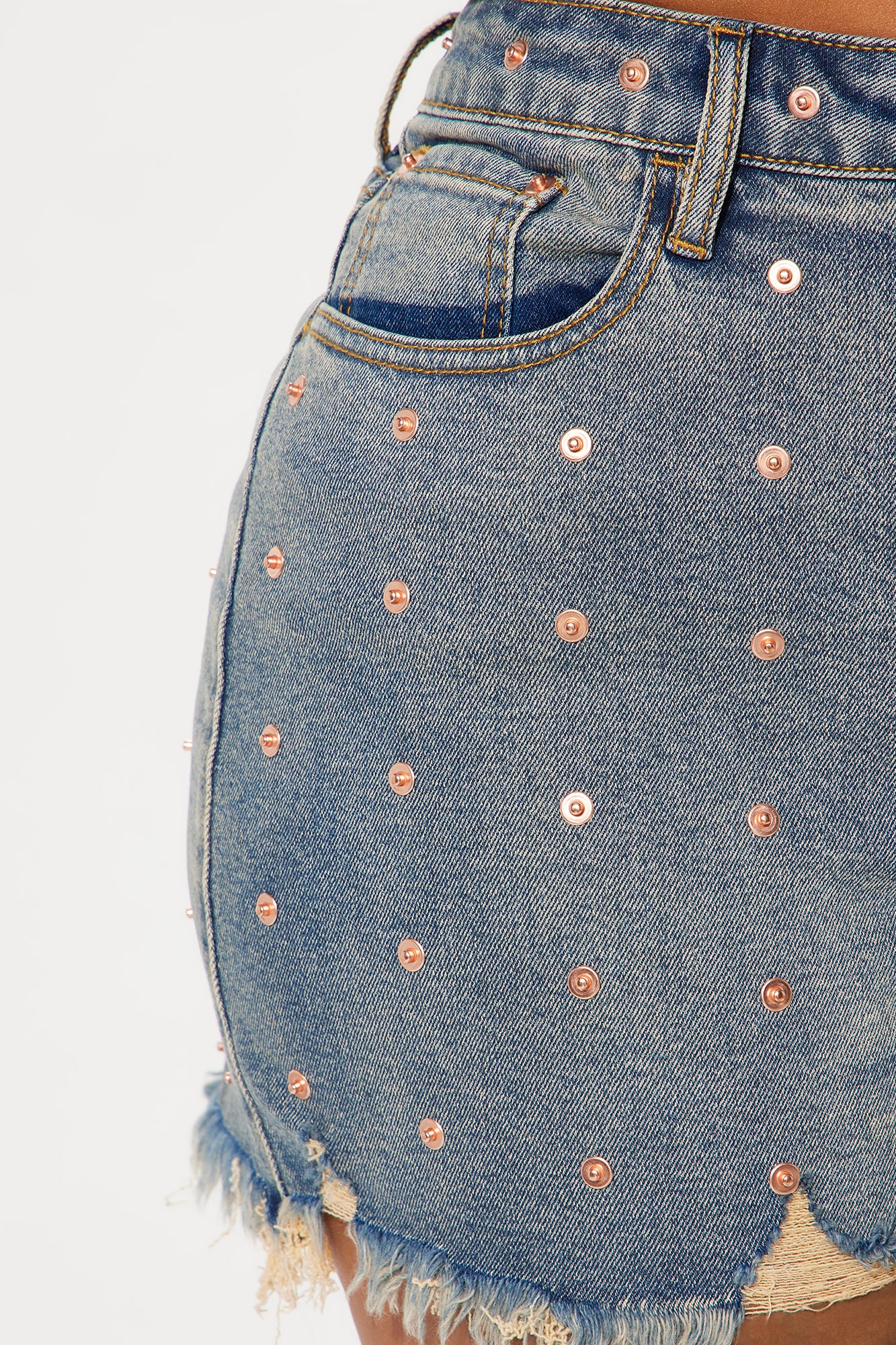 Under The Sun Studded Denim Shorts - Vintage Wash - Image 7