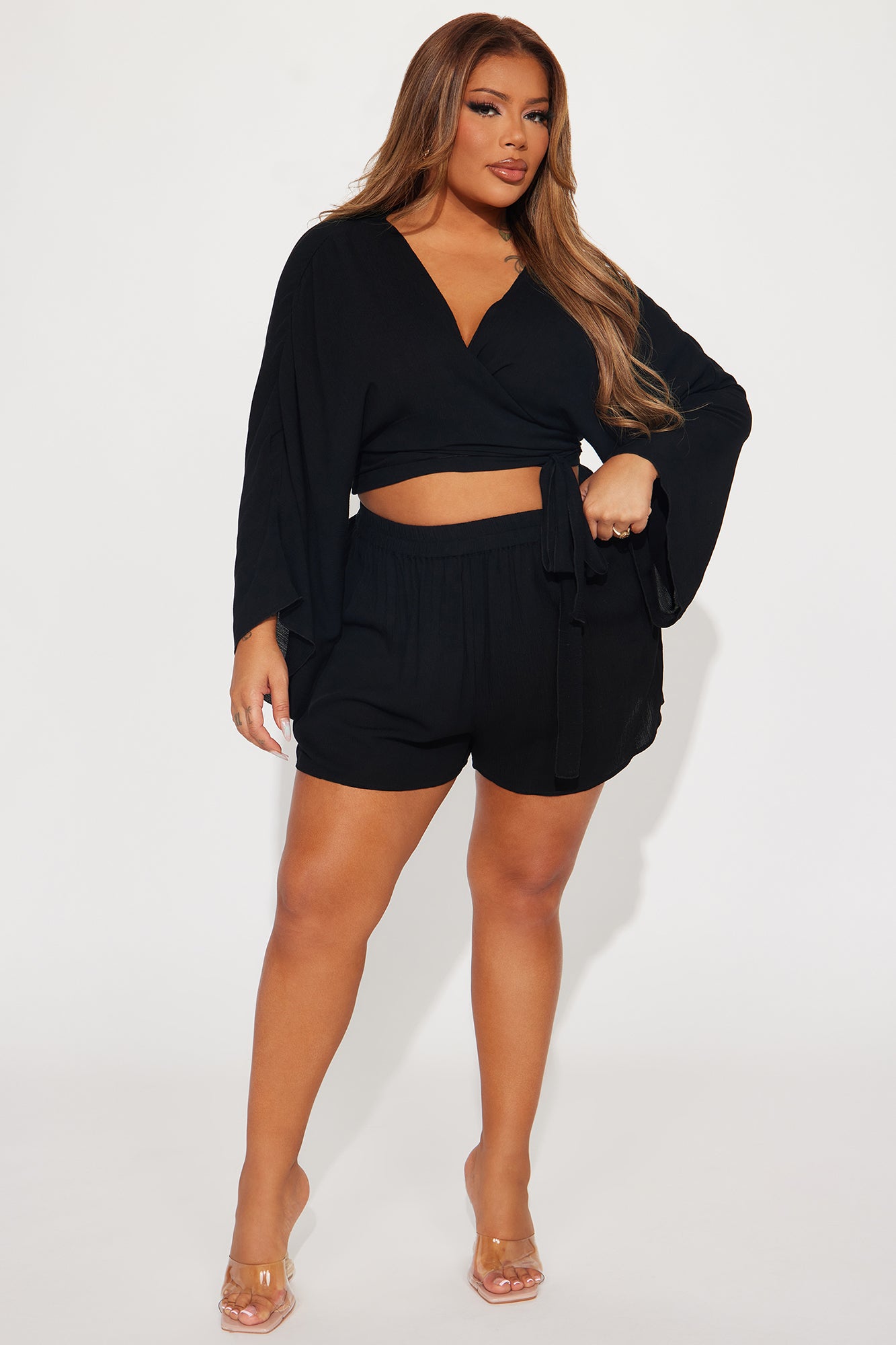 Breezy Nights Linen 2 Piece Cover Up - Black - Image 4