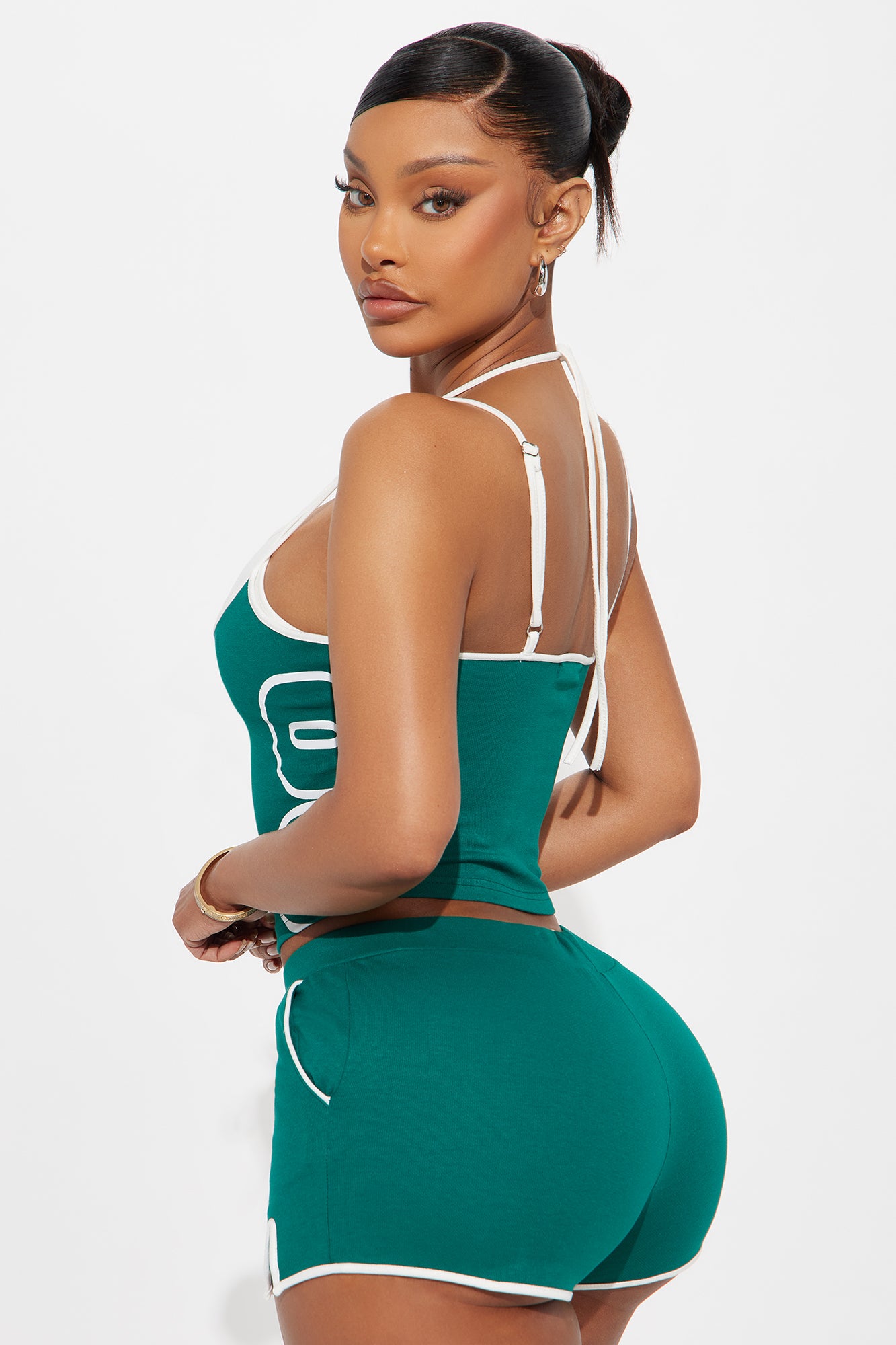 Simple Routine Ribbed Short Set - Hunter - Image 3