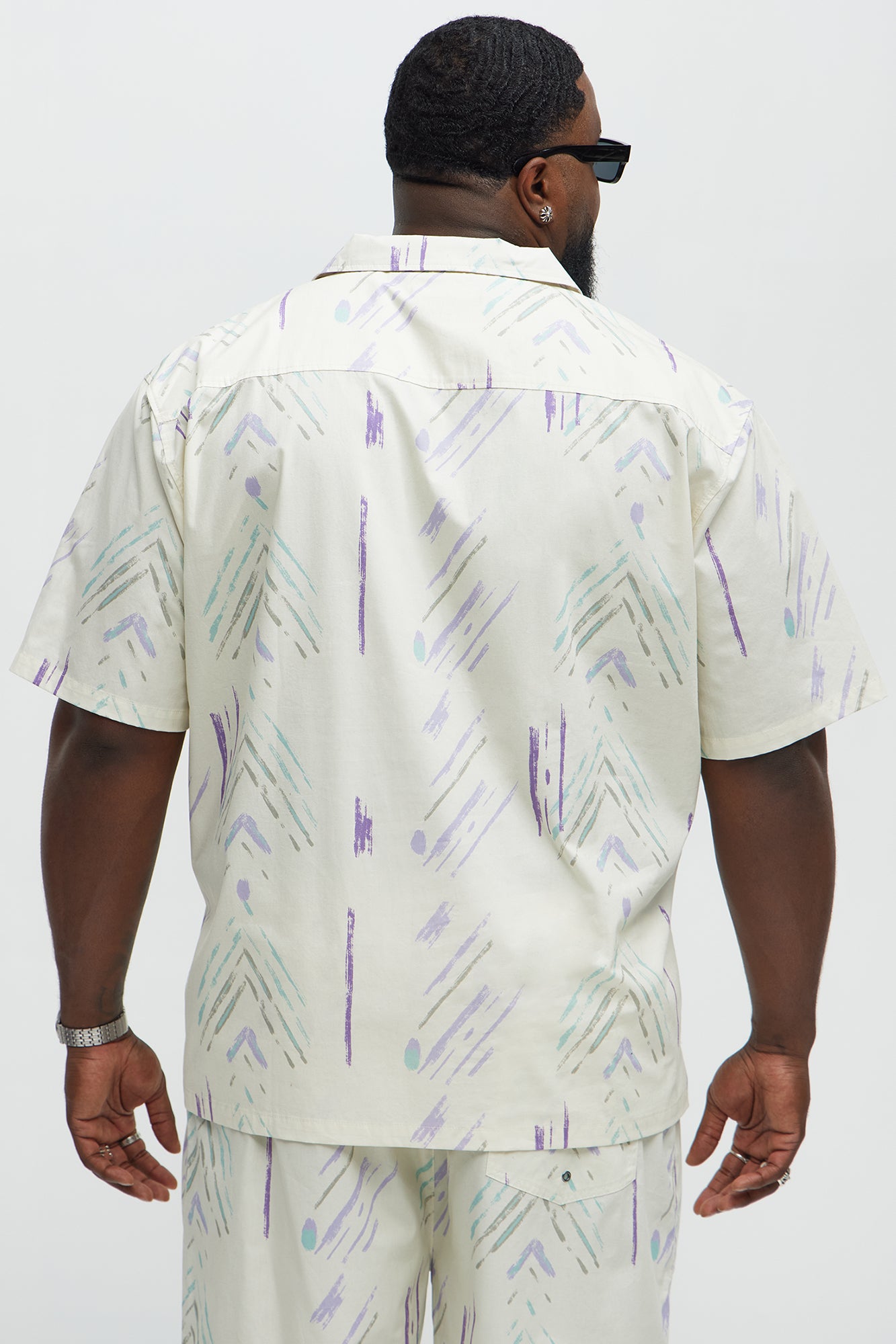 Strokes Poplin Cuban Collar Button Up Shirt - Cream - Image 6