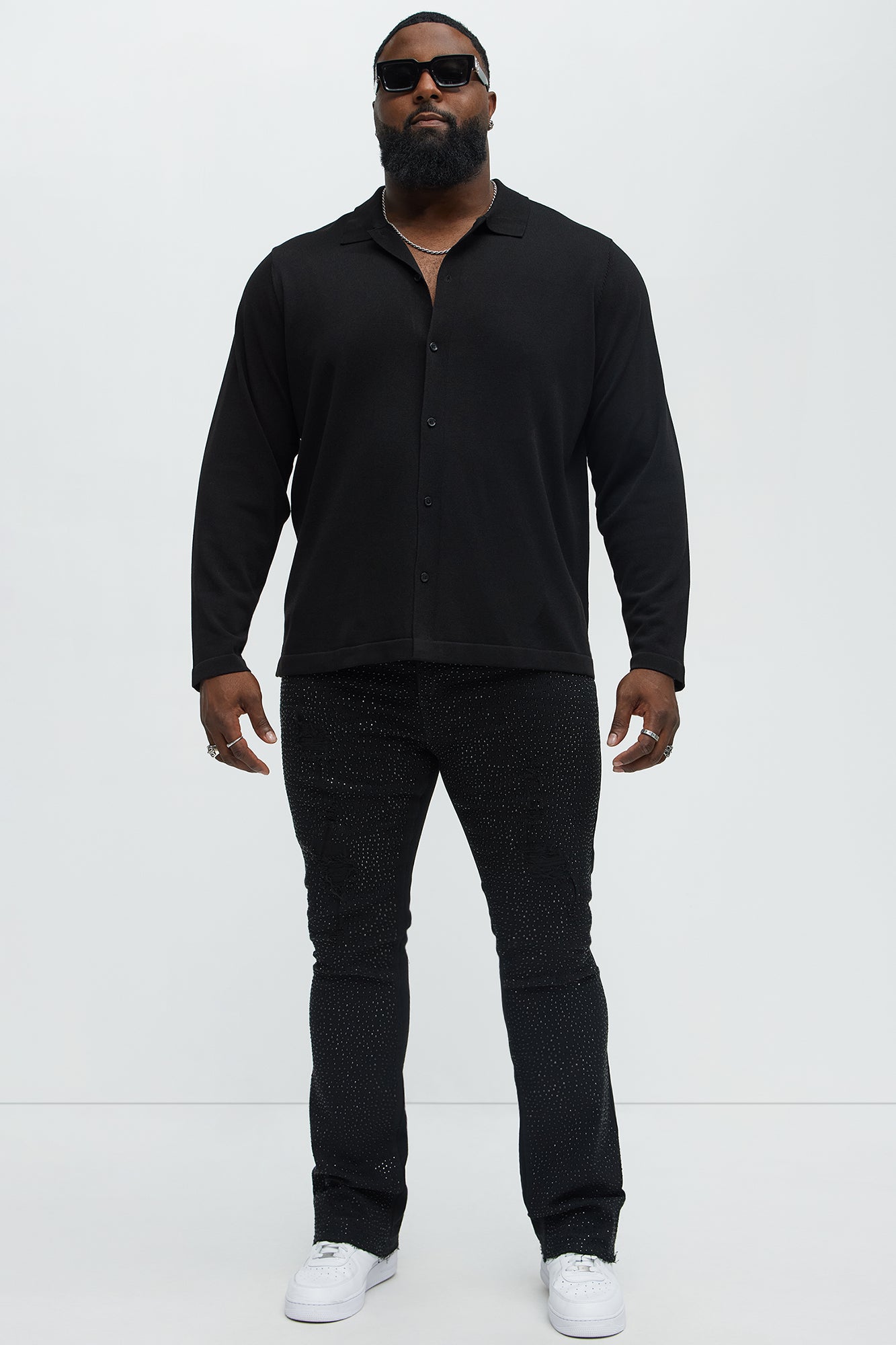 Stacked Skinny Flare On My Bling Distressed Jeans - Black Wash - Image 7