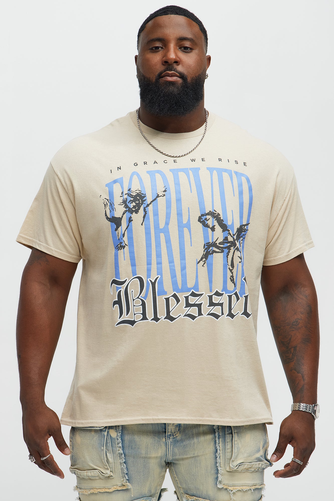 Forever Blessed Short Sleeve Tee - Taupe - Image 4