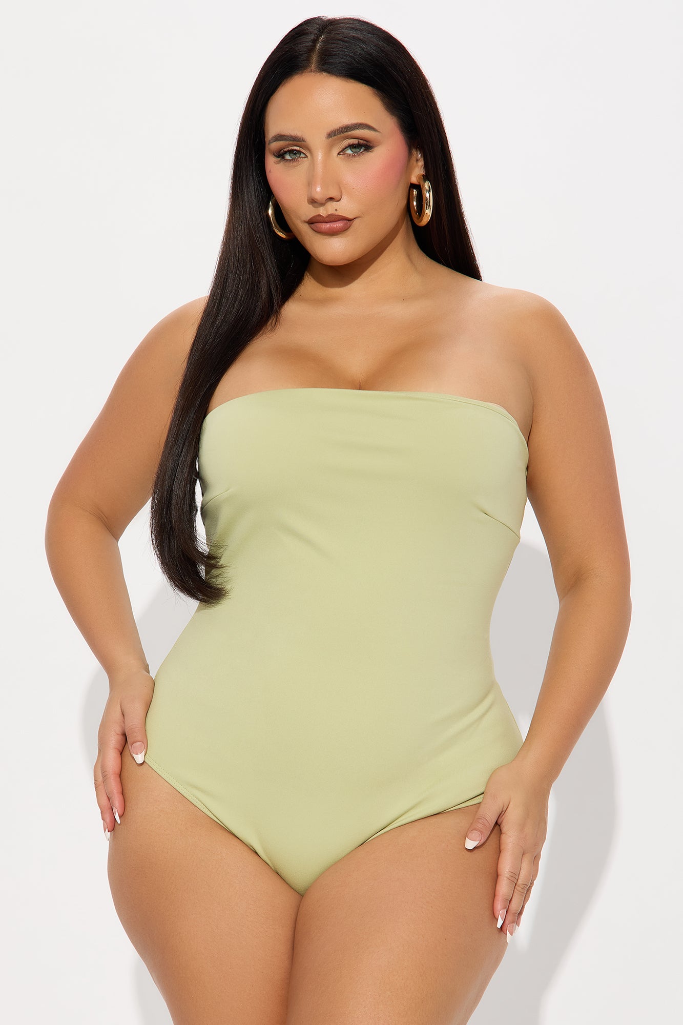 Alli Double Lined  Strapless Bodysuit - Sage - Image 5