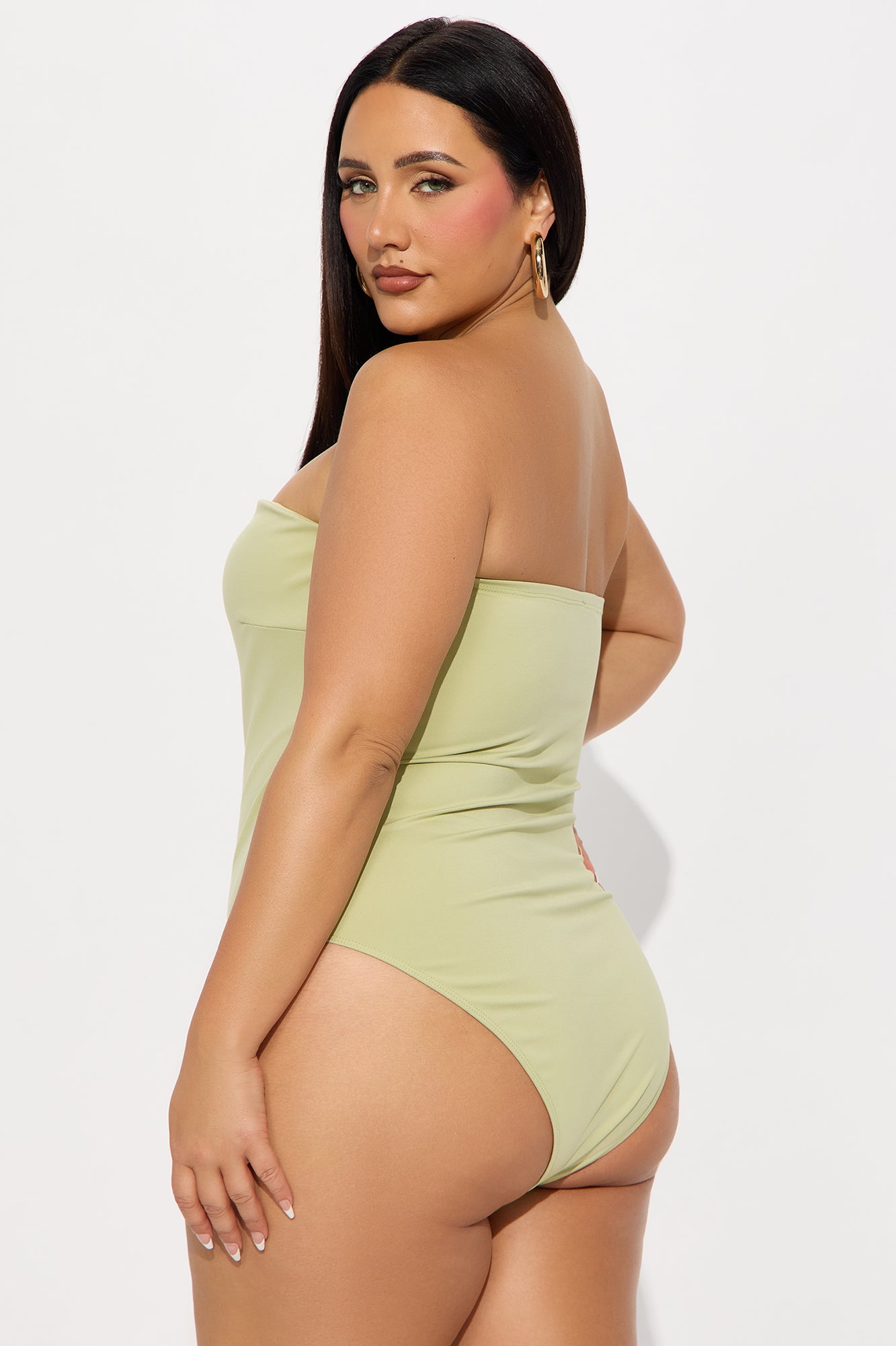 Alli Double Lined  Strapless Bodysuit - Sage - Image 8