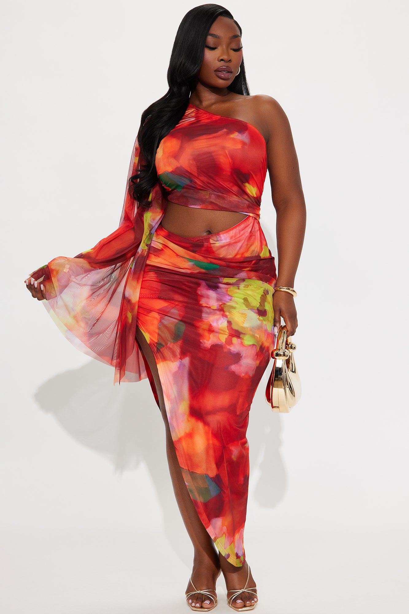 Enchanted Island Mesh Maxi Dress - Red/combo - Image 4