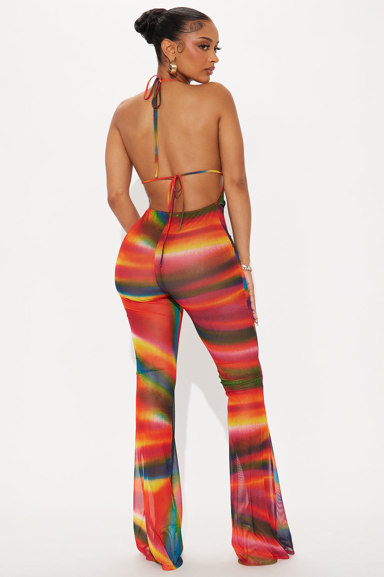 All Yours Mesh Halter Jumpsuit - Multi Color - Image 3