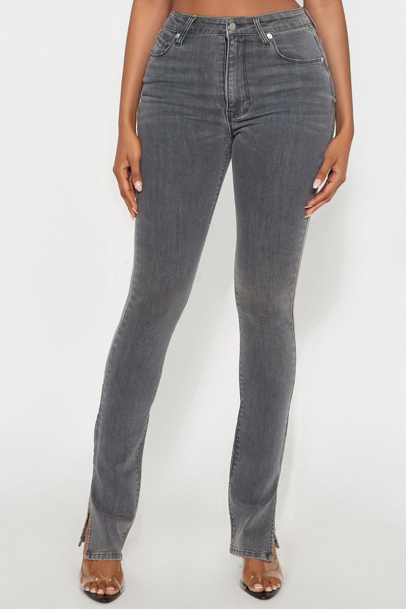 Tall Soho Side Split Skinny Jeans - Grey - Image 3