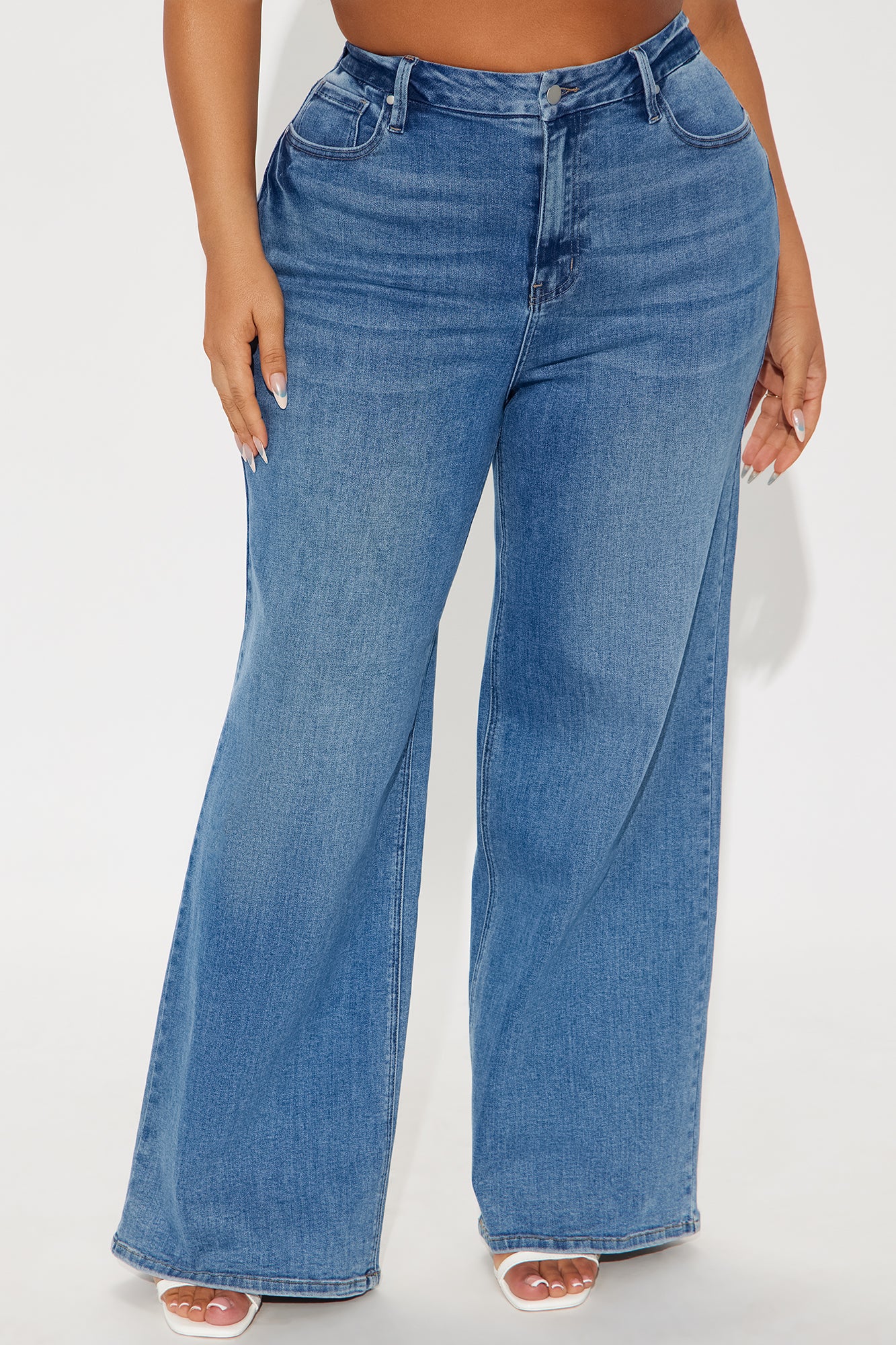 Feeling The Heat Stretch Wide Leg Jeans - Medium Wash - Image 5