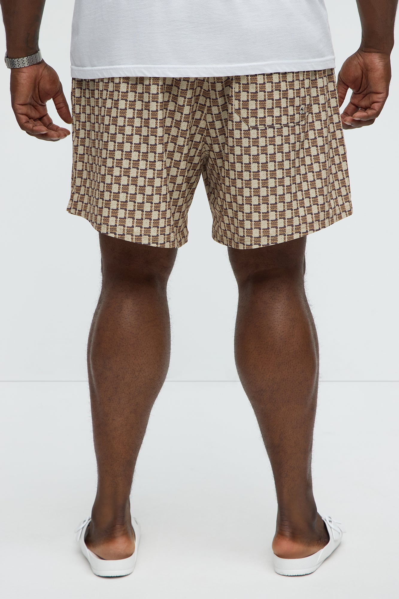 Weave Printed Swim Mid Trunk - Brown Combo - Image 6