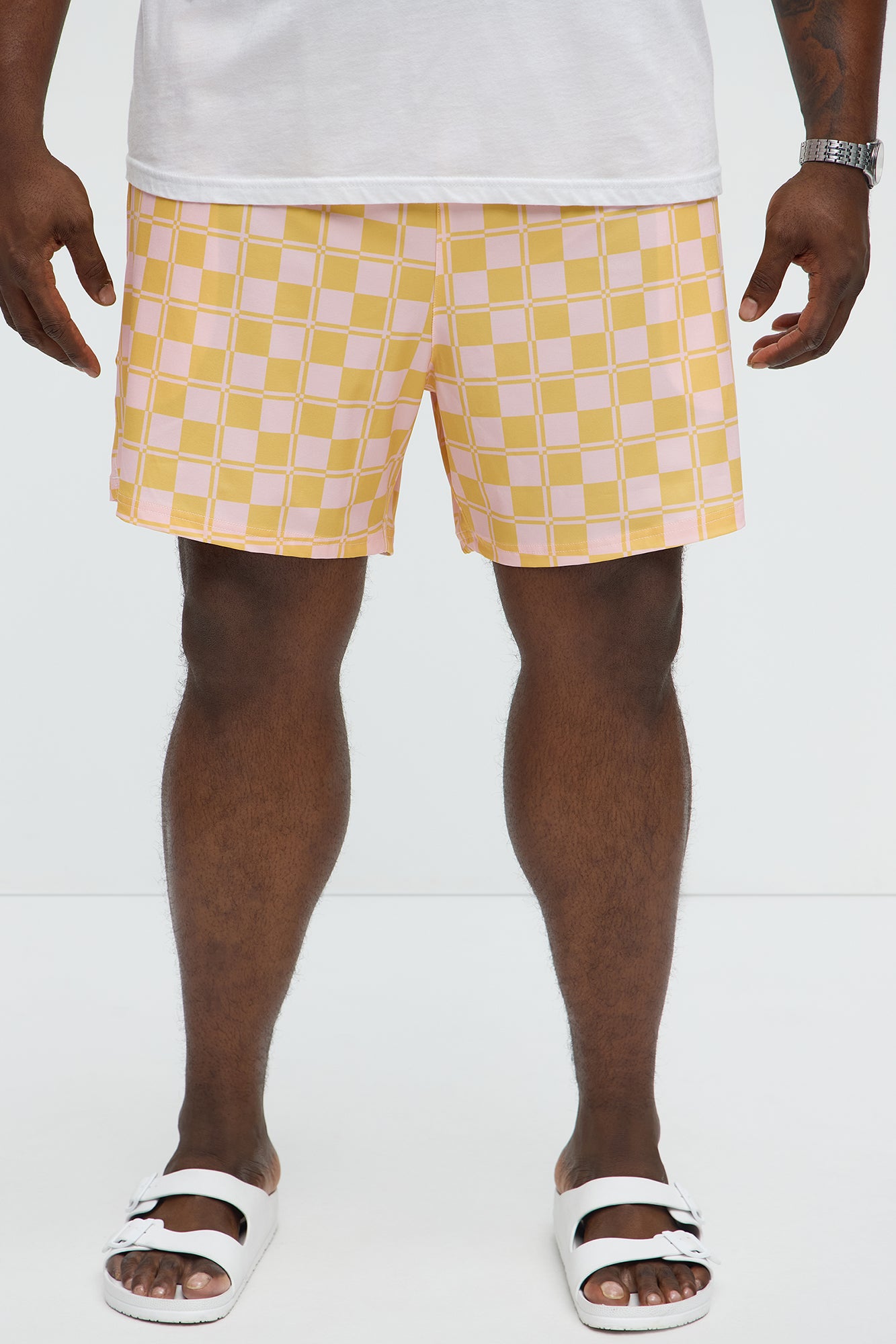 Checkered Day Club Swim Mid Trunk - Pink/combo - Image 4