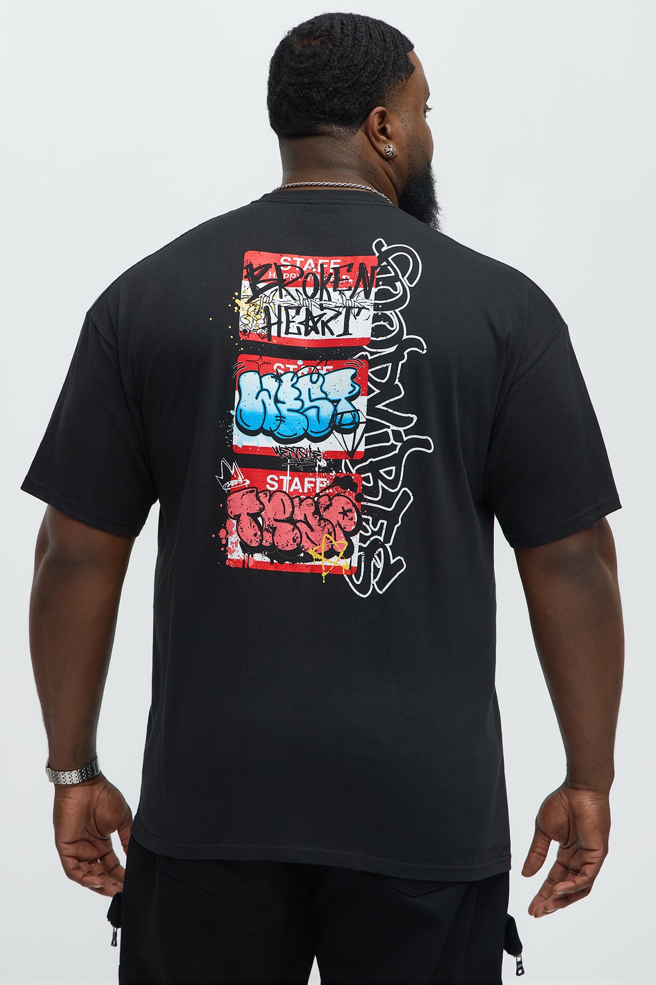 Good Vibes Broken Heart Short Sleeve Tee - Black - Image 8