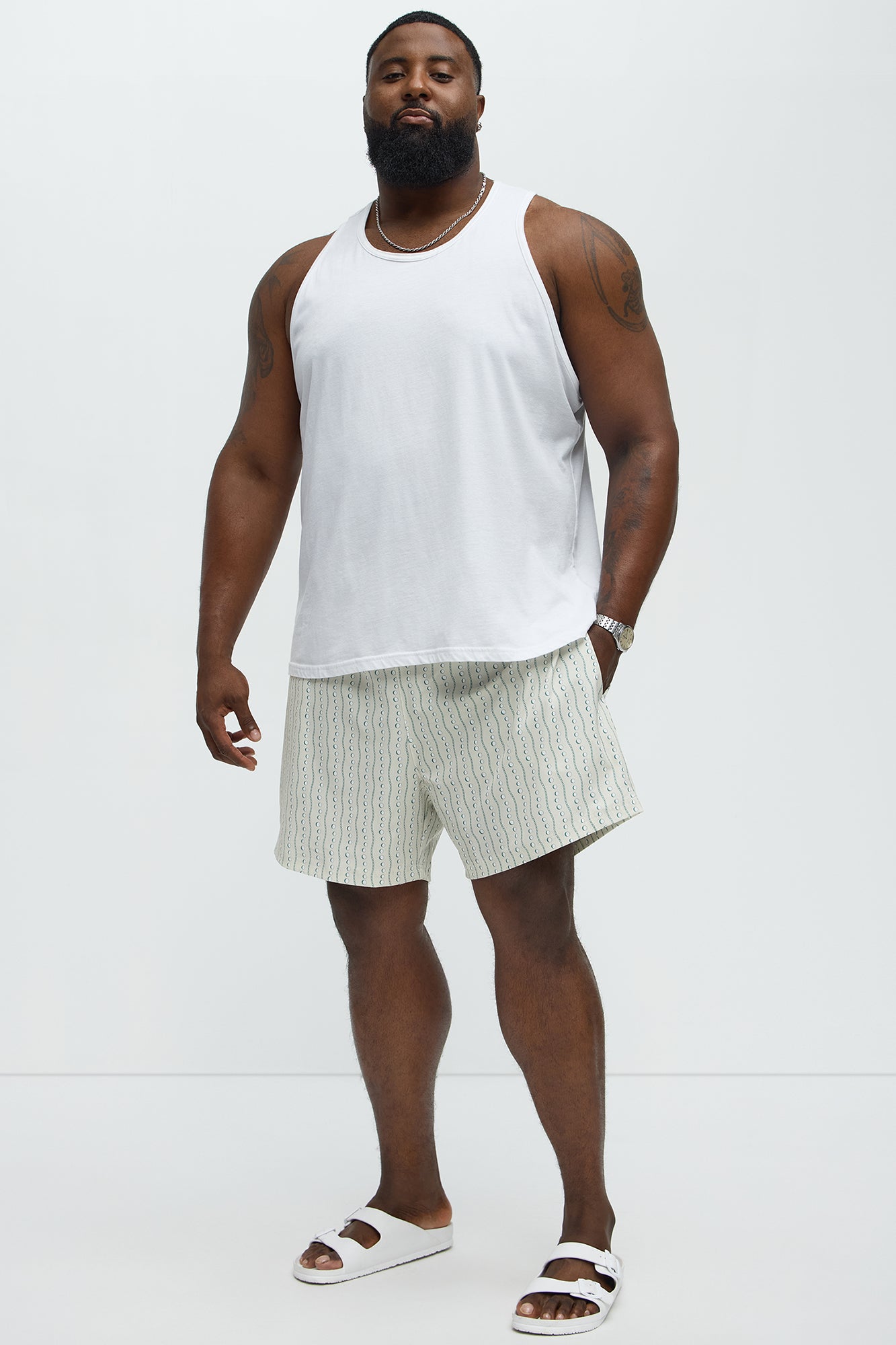 Pearl Printed Swim Mid Trunk - Cream/combo - Image 5
