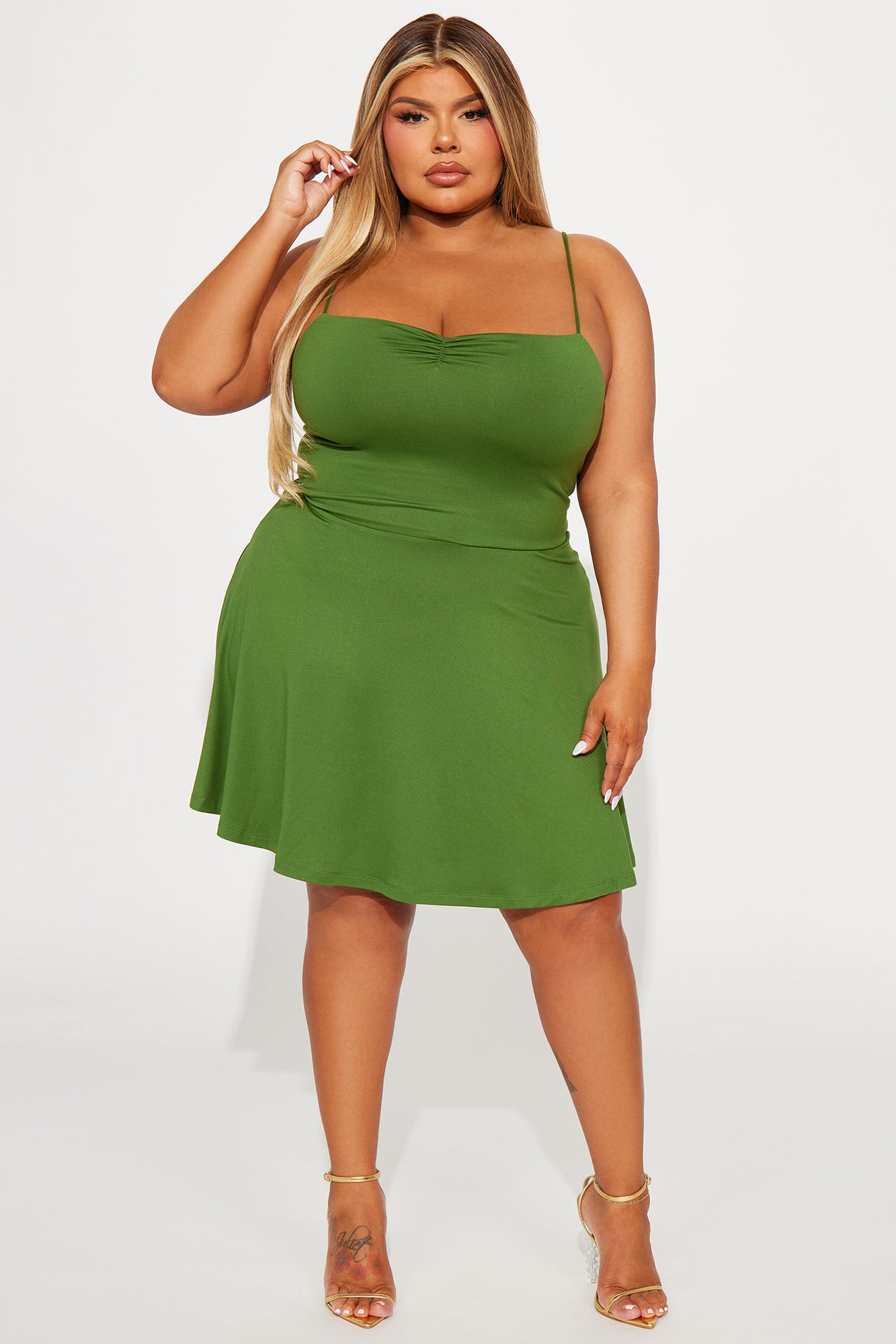 Adriana Essential Mini Dress - Olive - Image 5