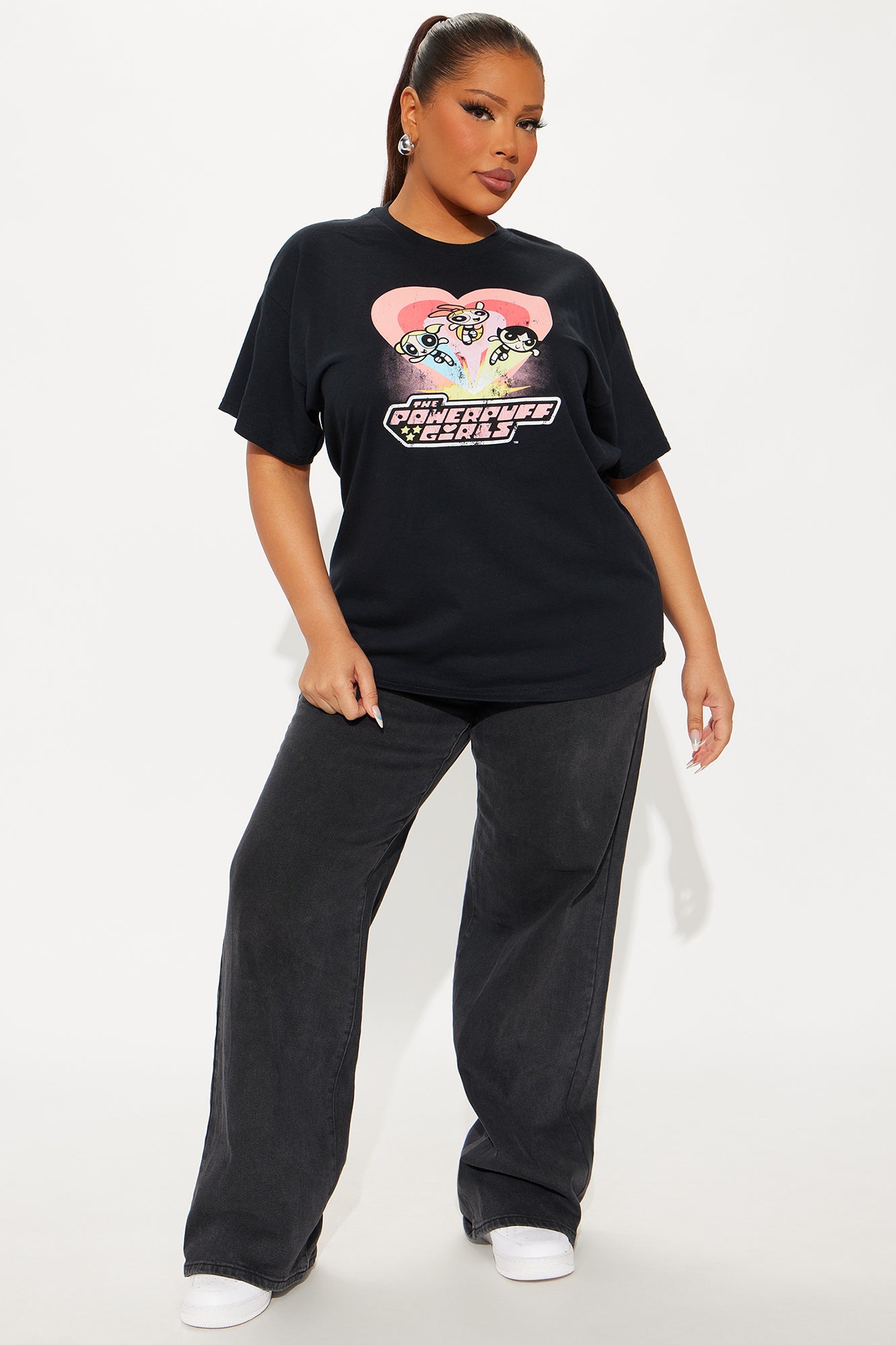Powerpuff Girls Love Oversized Tee - Black - Image 5