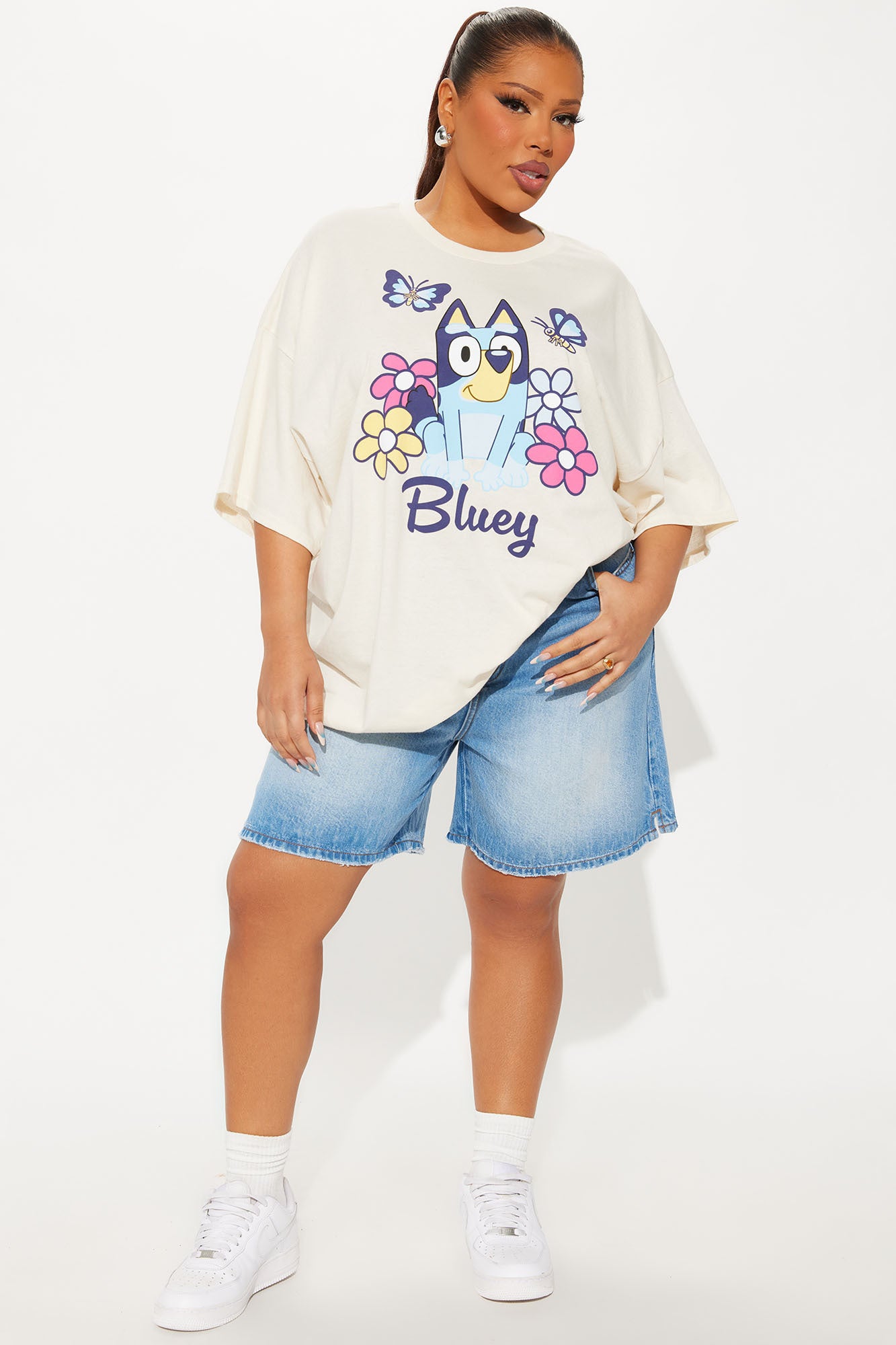 Bluey Butterflies Oversized Tee - Cream - Image 5